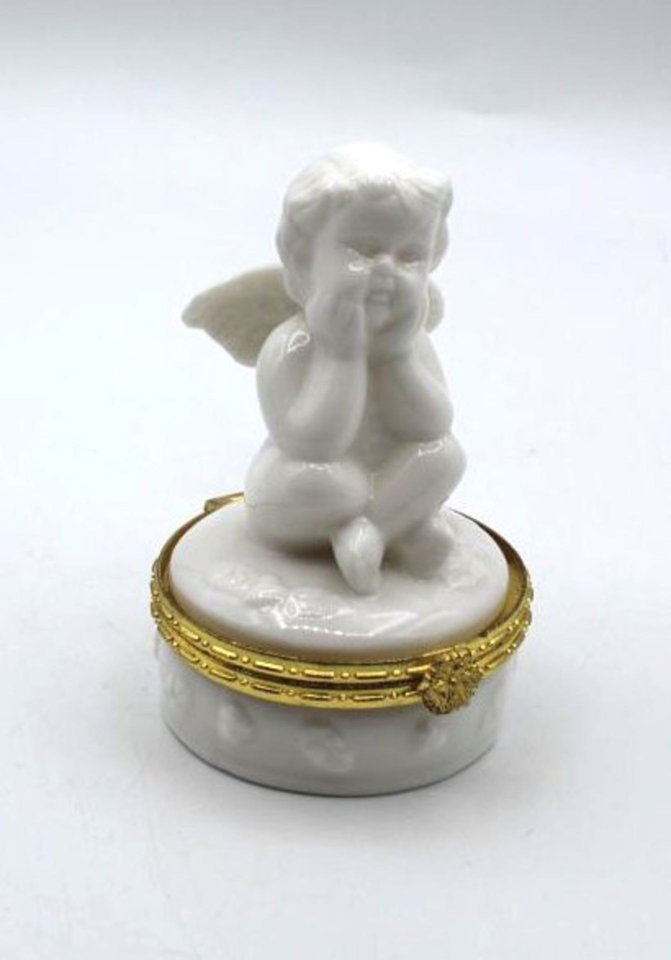 Zierdose, Ludwigsthaler, Deckel mit Putto, H-9cm.