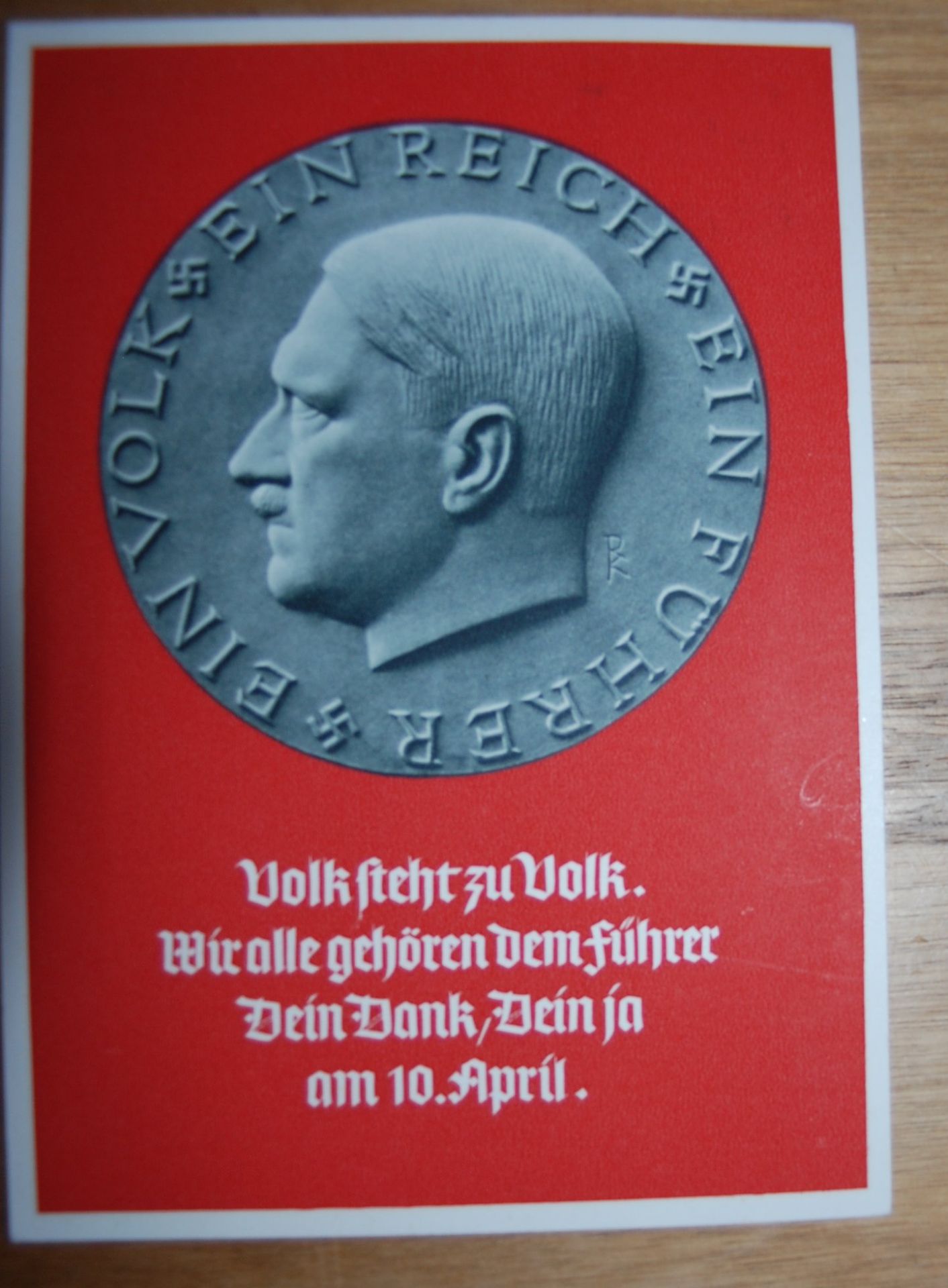 Postkarte "am 10.April dem Führer dein JA" 1938 gestempel<