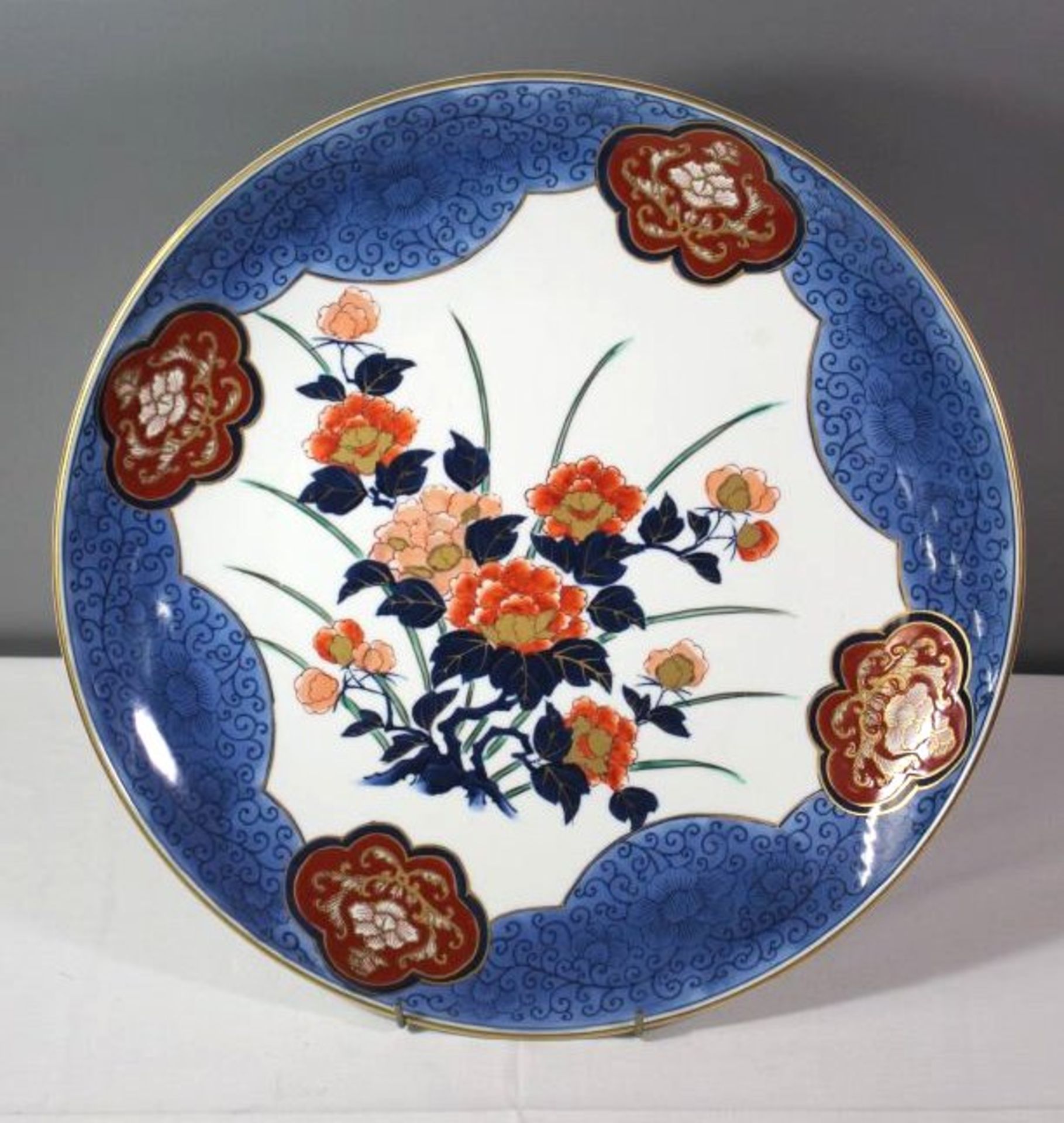 gr. Imari-Platte, Goldimari, florales Dekor, D-40cm.