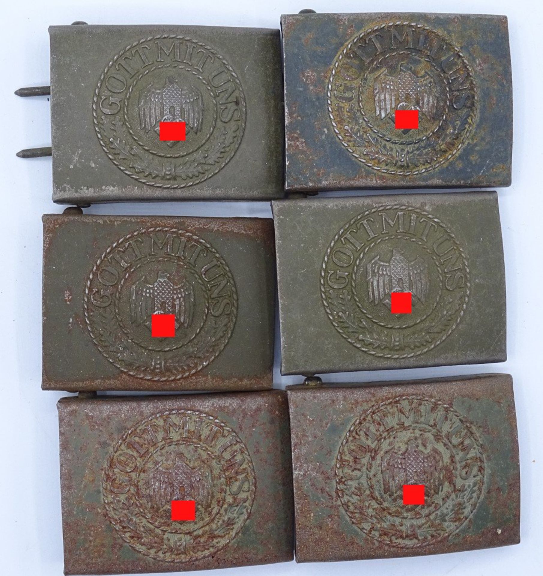 6x Koppelschlösser,Wehrmacht "Gott mit uns",Hersteller: A&S,orig.??<