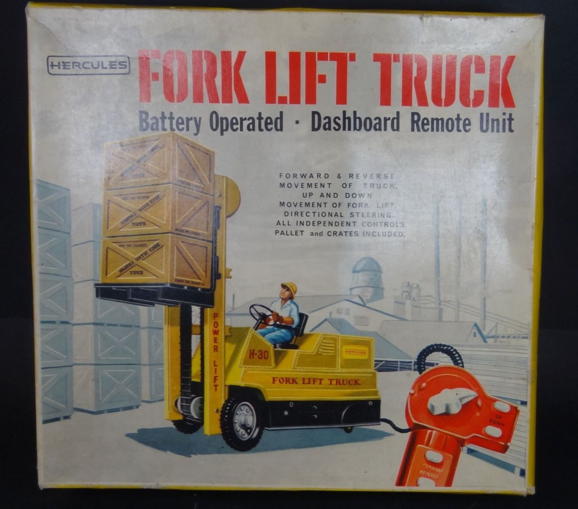 HERCULES H 30 GABELSTAPLER - VINTAGE TOY - OVP - fork lift truck 1.16, in orig. Karton, bespielt, - Bild 2 aus 5