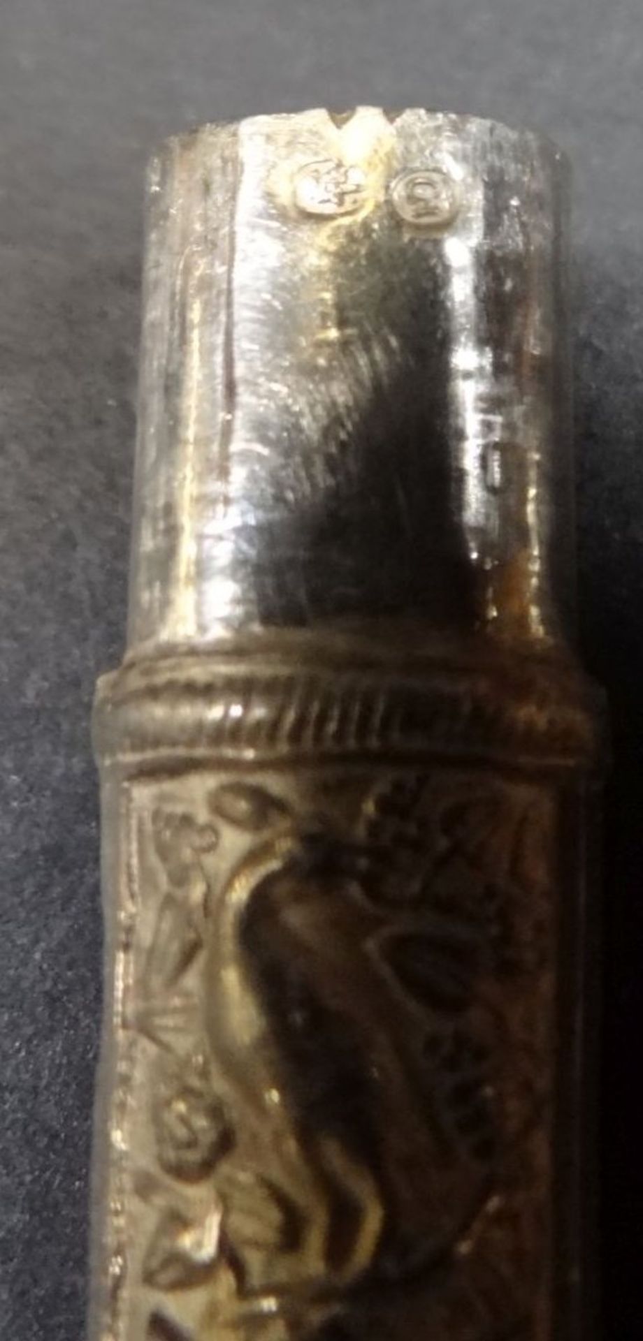 Biedermeier Nadelbehälter, 13 lötiges Silber und Meisterpunze, L-8 cm, 6,5 g<b - Bild 4 aus 4