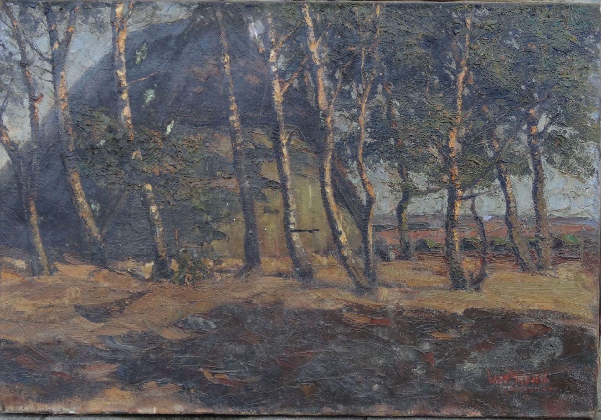 Willy TIEDJEN (1881-1950) 1904, Bispingen "Einsame Heidescheune", Öl/Leinen, 45x65 c< - Bild 2 aus 6
