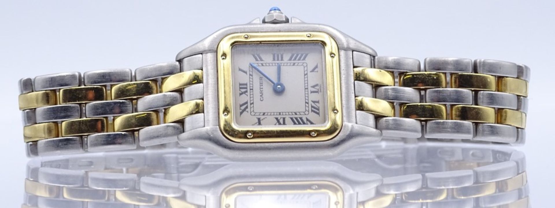 DAU "Cartier",Stahl/Gold,QUartz, Ref.Nr.112000R018665,anbei Metro Garantiekarte,Gehäuse 21,7x21,1m< - Bild 2 aus 5