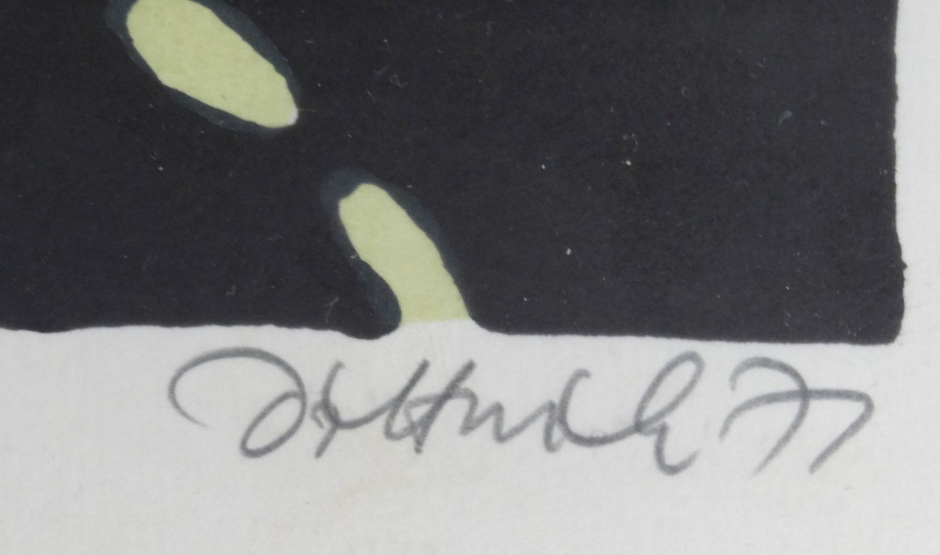 unleserl. signierte Farblithografie, Nr. 3/75, im Studiorahmen, beidseitig Glas, RG 49x65 cm - Bild 3 aus 5