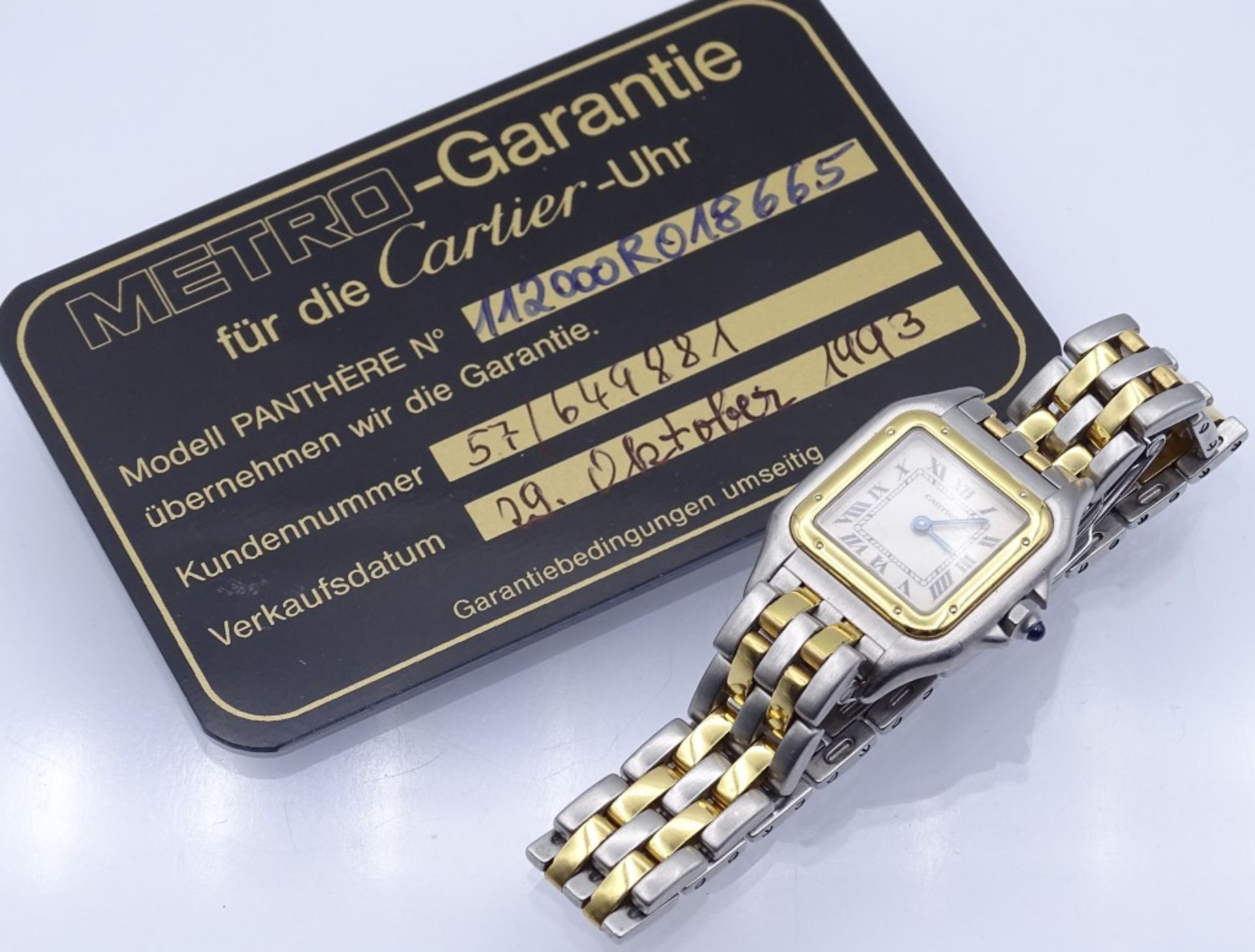 DAU "Cartier",Stahl/Gold,QUartz, Ref.Nr.112000R018665,anbei Metro Garantiekarte,Gehäuse 21,7x21,1m<