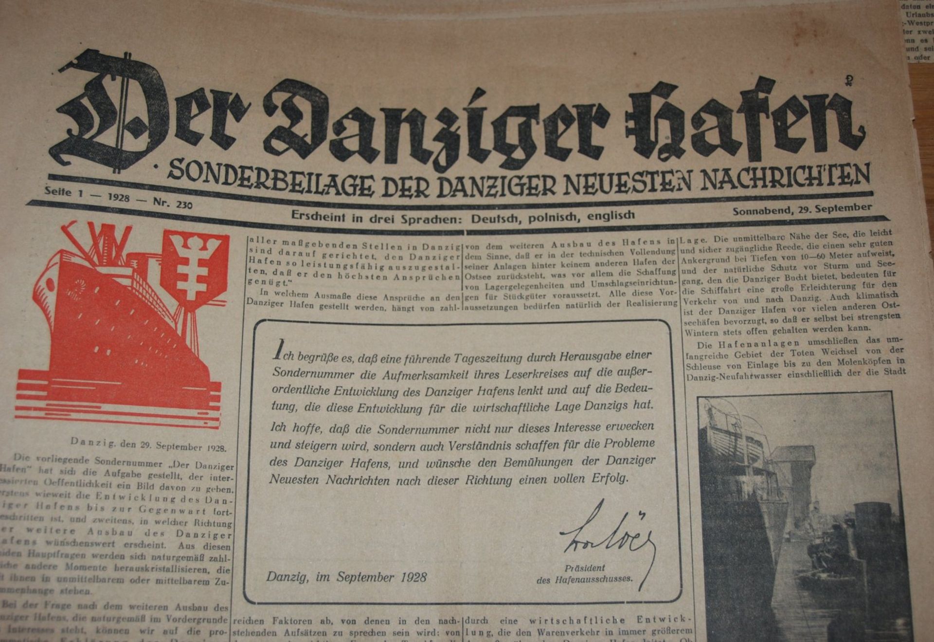 ca. 10x Danziger Zeitungen, Weimarer Republik und 3.Reich, Alters-u. Gebrauchsspuren - Image 3 of 9