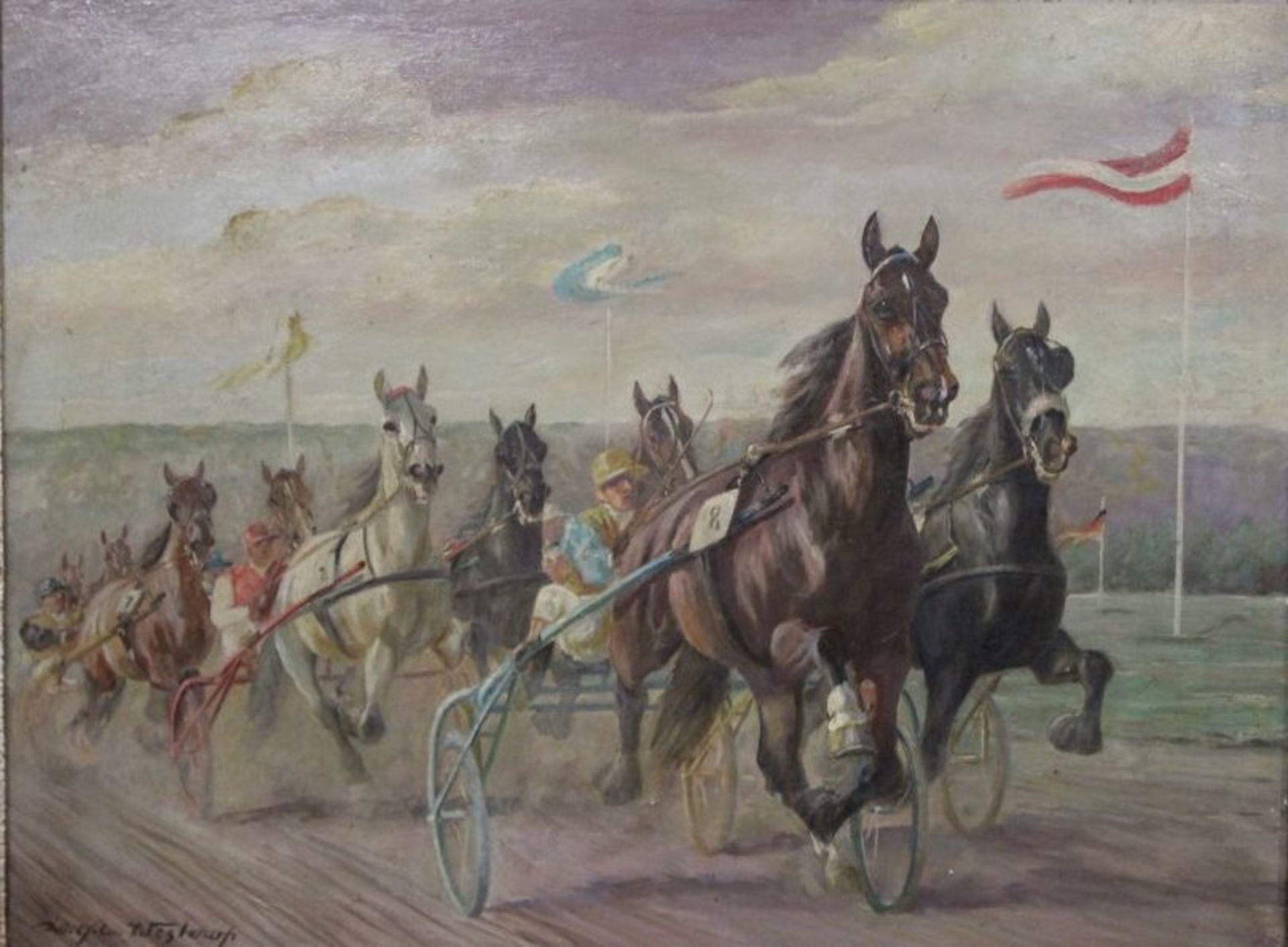 Wilhelm WESTEROP (1876-1954) "Sulki Rennen", Öl/Hartfaser, gerahmt, RG 60 x 74cm.<