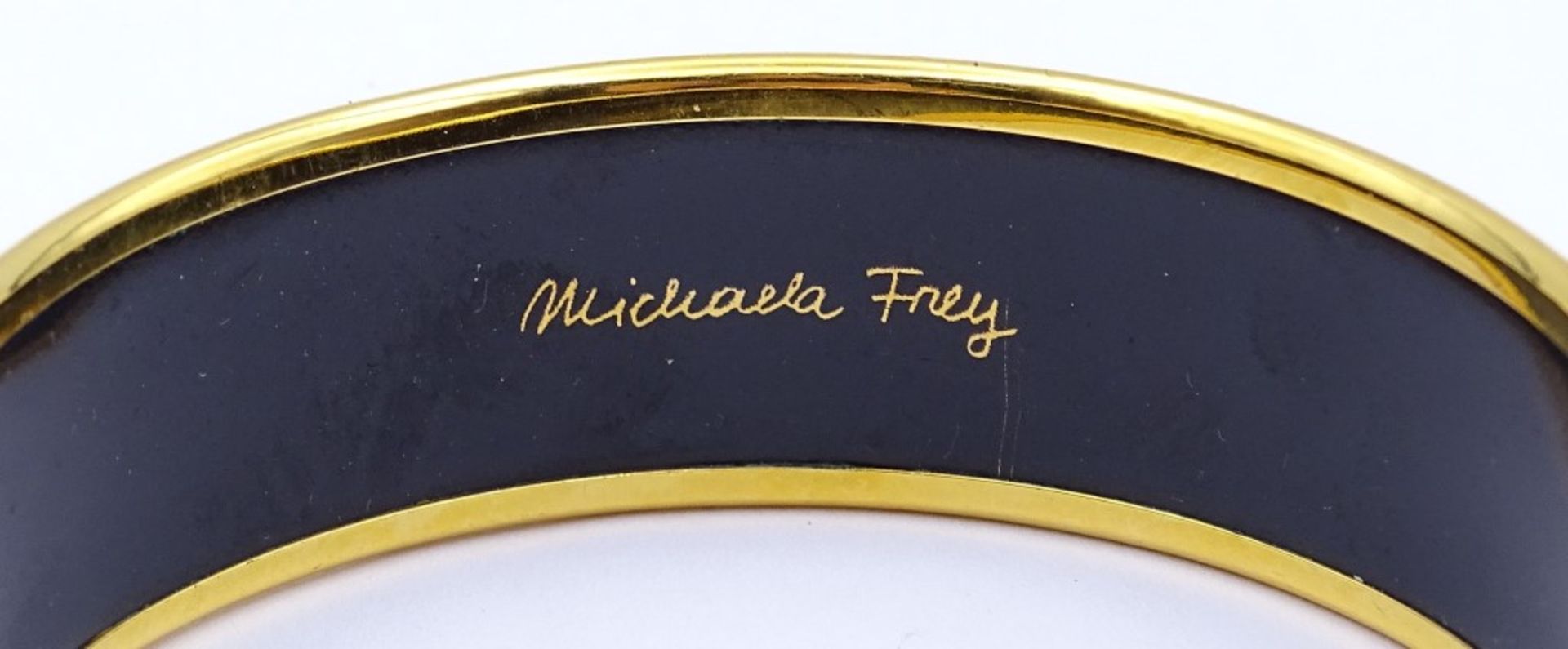 Armreif von "Michaela Frey",emailliert mit eingebrannten Feingolddekor,d-6,5cm - Bild 2 aus 4