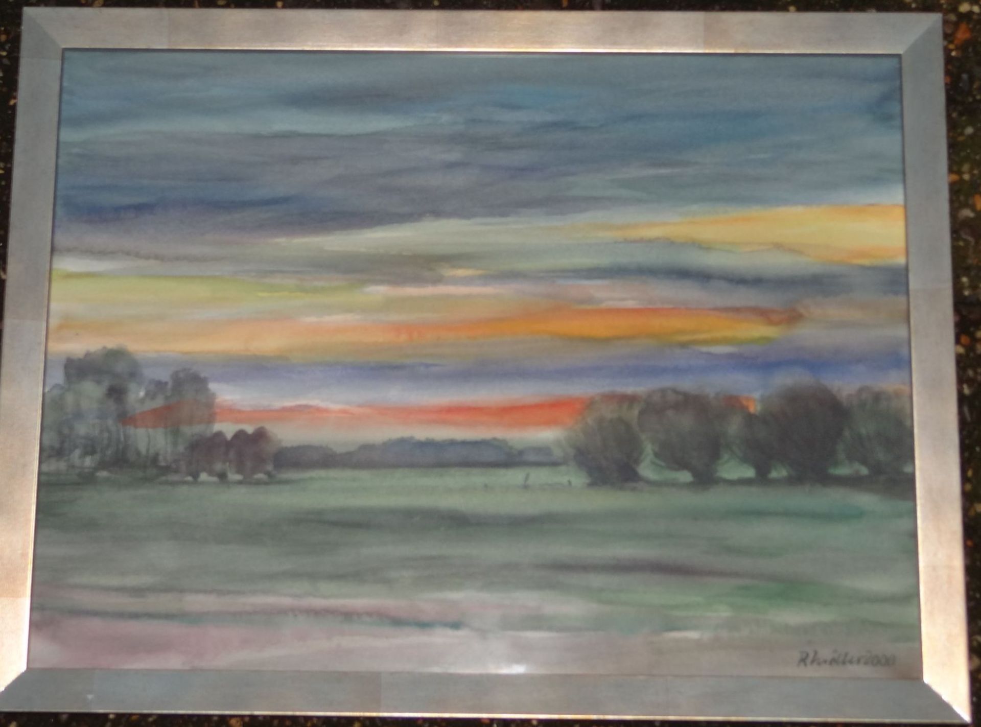 R. Möller "weite Landschaft" Aquarell, ger/Glas, RG 39x51 c<