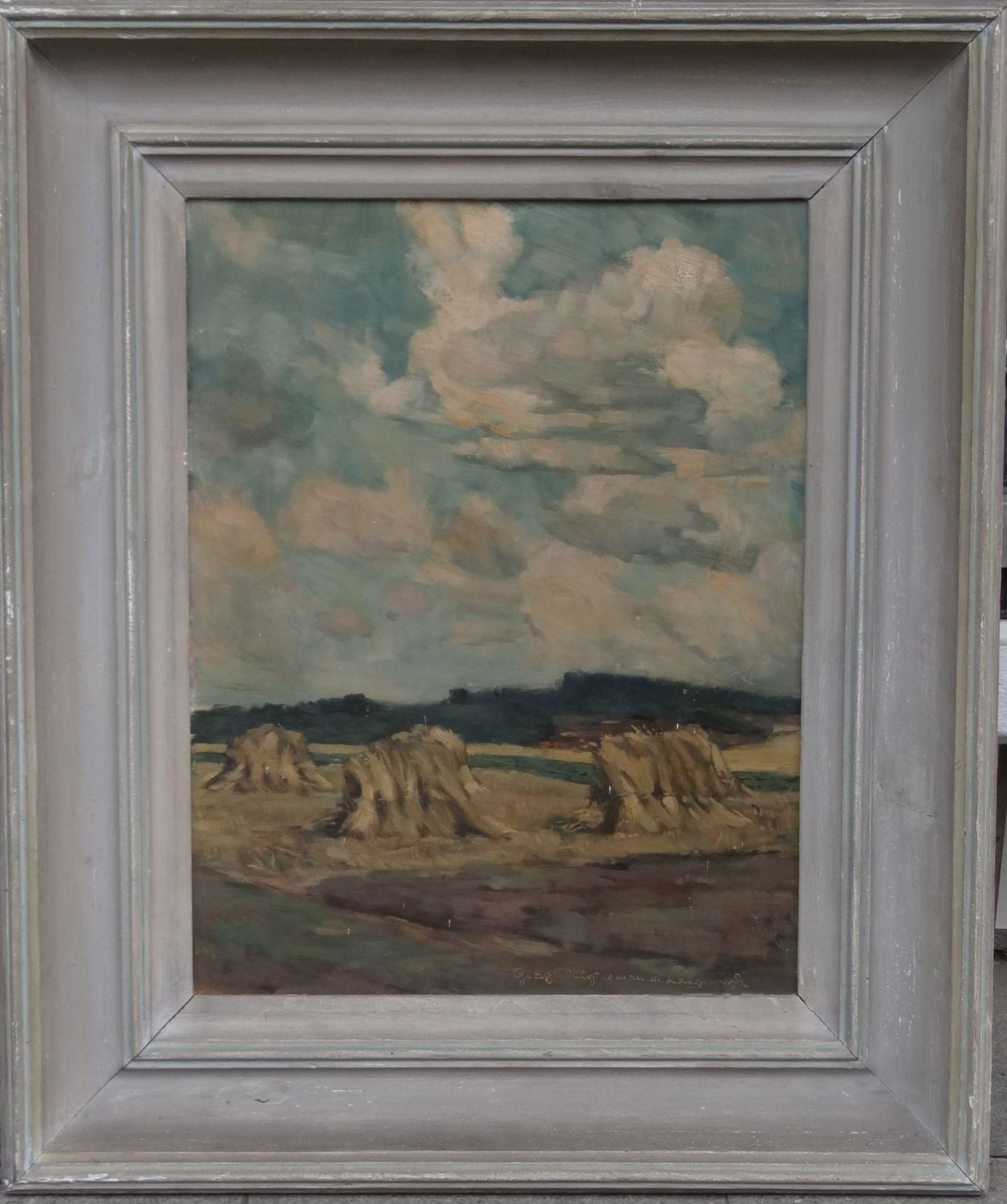 Georg SLUYTERMANN VON LANGEWEYDE (1903-1977) "Kornhocken" Öl/Platte, gerahmt, RG 85x72 c< - Bild 2 aus 5