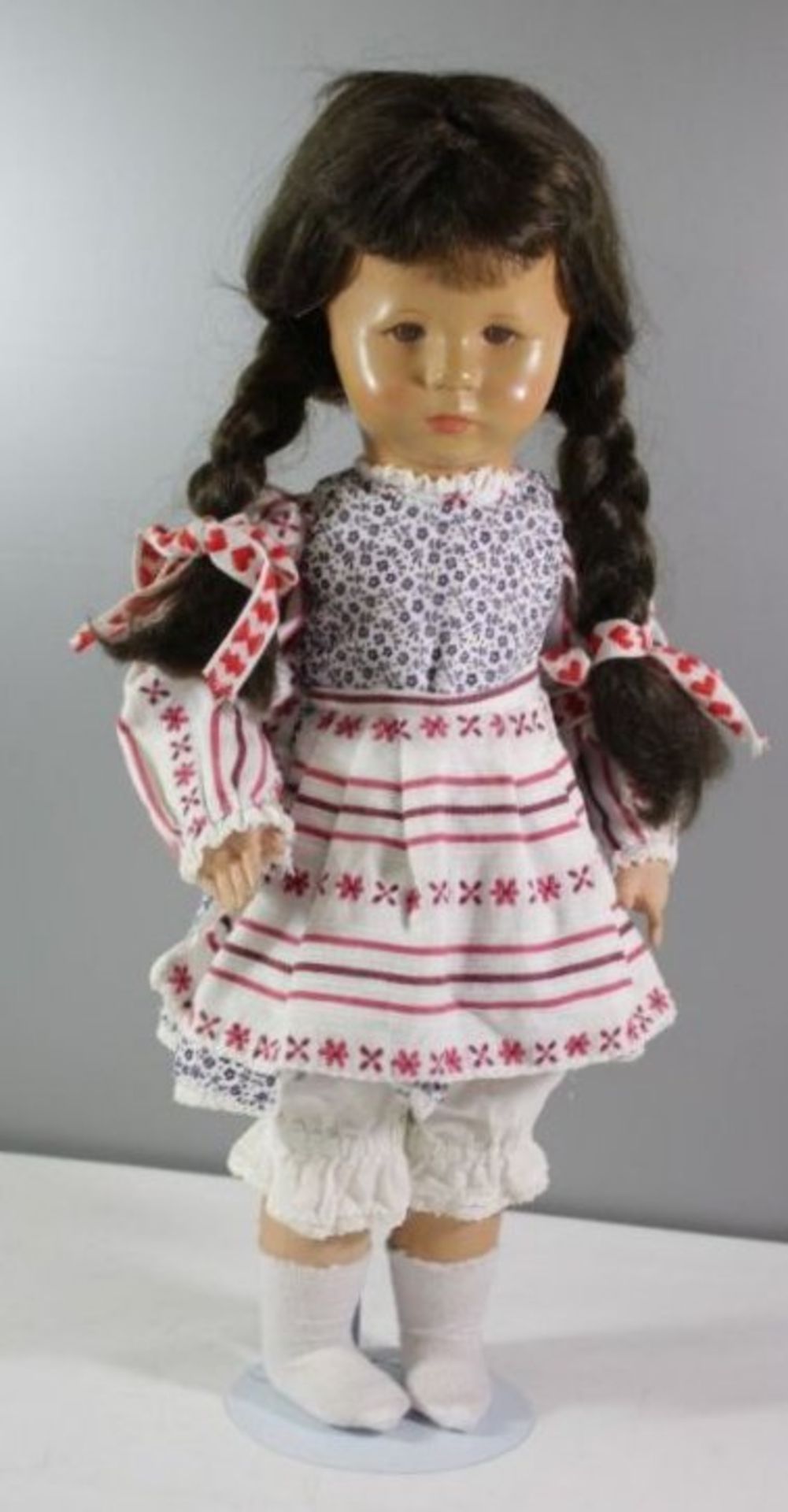 Puppe "Käthe Kruse" - Mädchen, Kopf Celluloid, farbig gefasst, Gliederkörper Stoff, H-48,5c<br