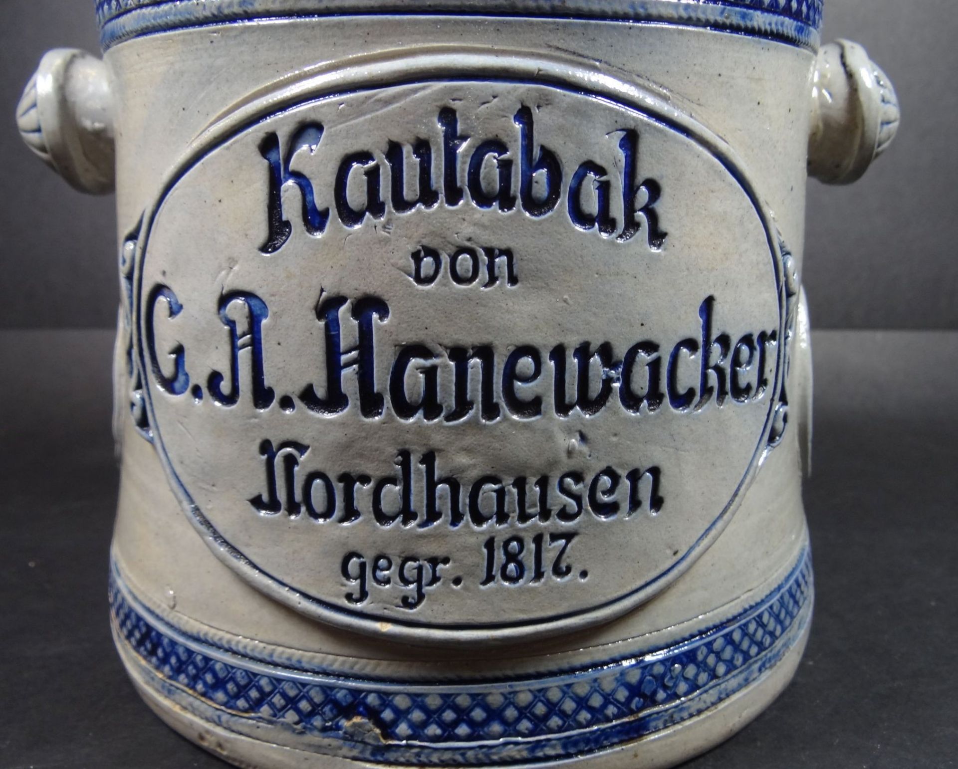 Kautabakstopf "Hanewacker-Nordhausen", Deckelknauf fehlt, H-20 cm, D-20 cm - Bild 4 aus 7