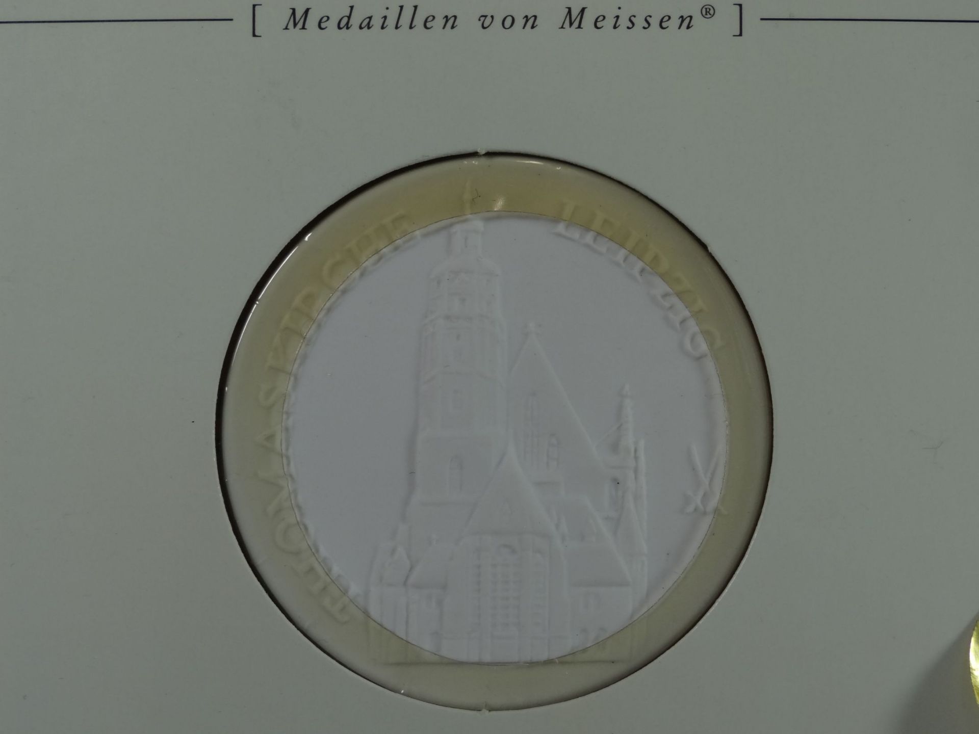 Meissen Medaille "Thomaskirche in Leipzig" in OVP, D-5 cm