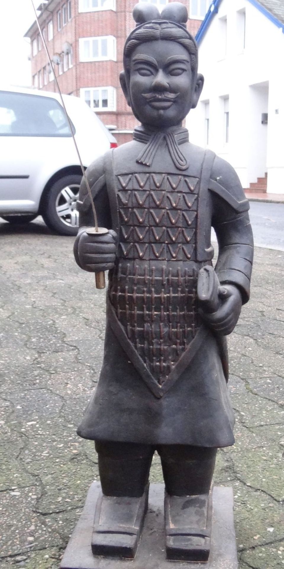 grosser chines. Krieger mit Schwert, Terrakotta, H-80 cm - Bild 3 aus 6