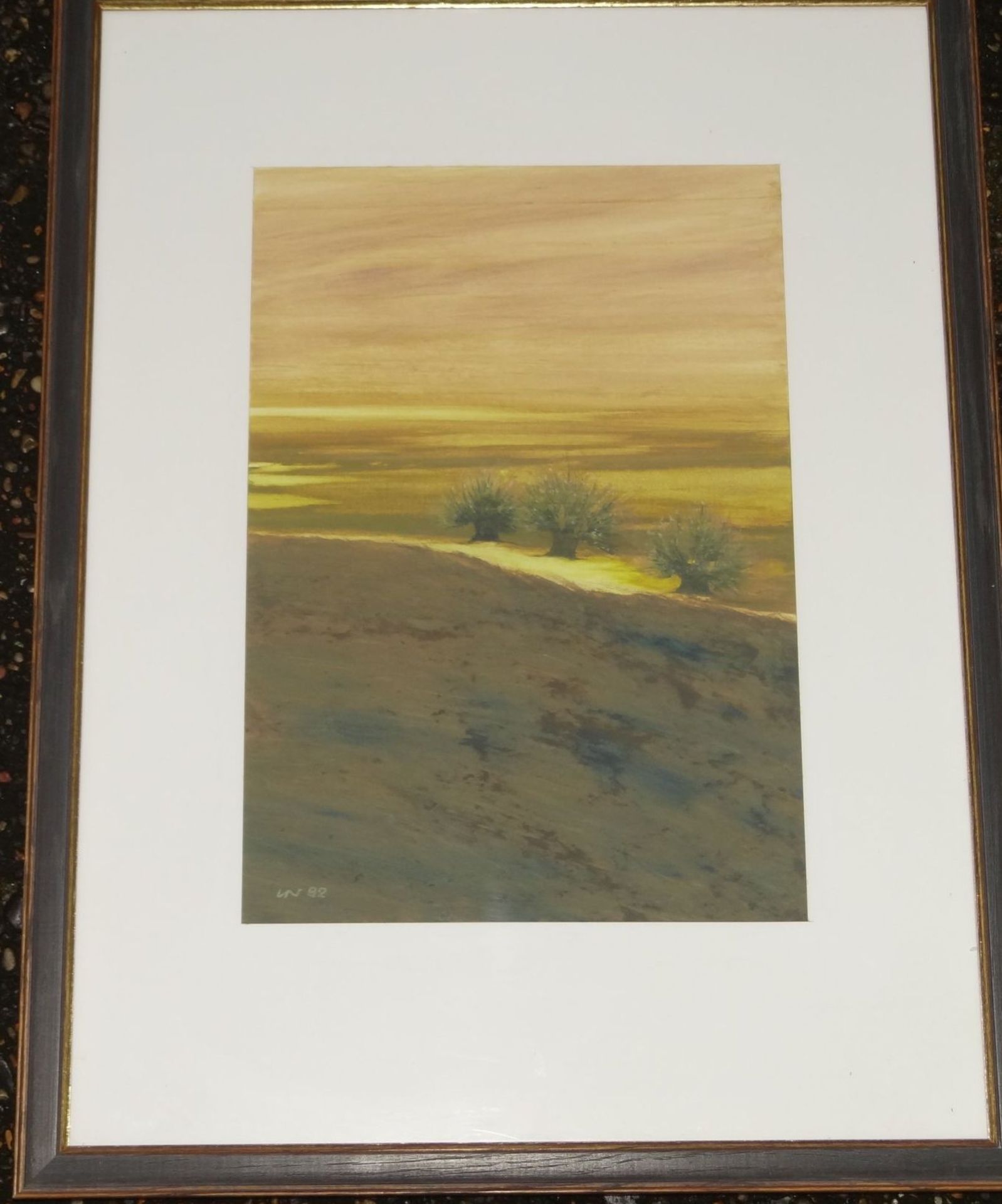 Ulrich Nölting , 1982 "norddt. Landschaft" Aquarell, ger/Glas, verso Widmung des Künstlers, 52x38<b - Bild 2 aus 4