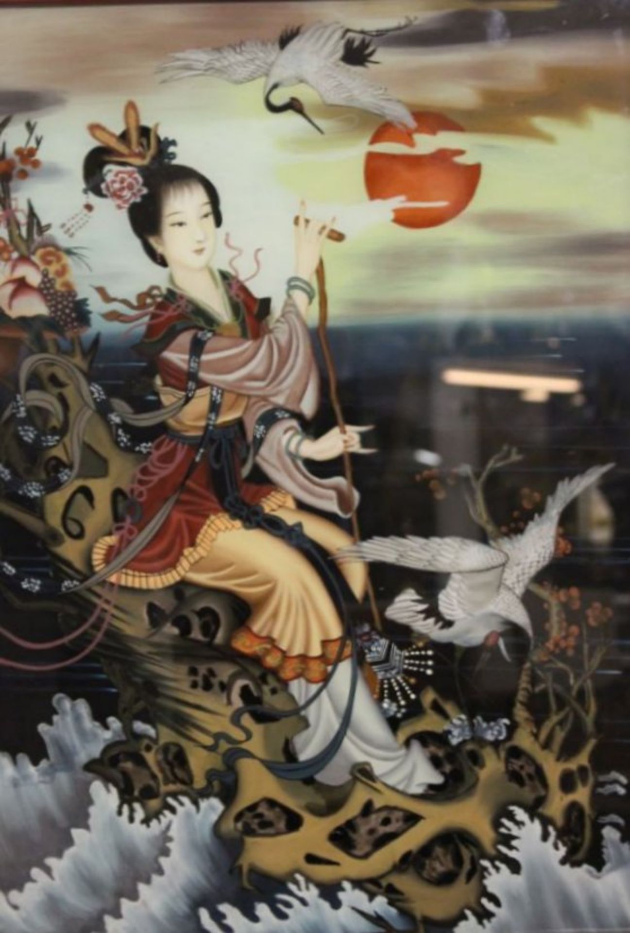 chinesische Hinterglasmalerei, gerahmt, RG 61 x 43cm.