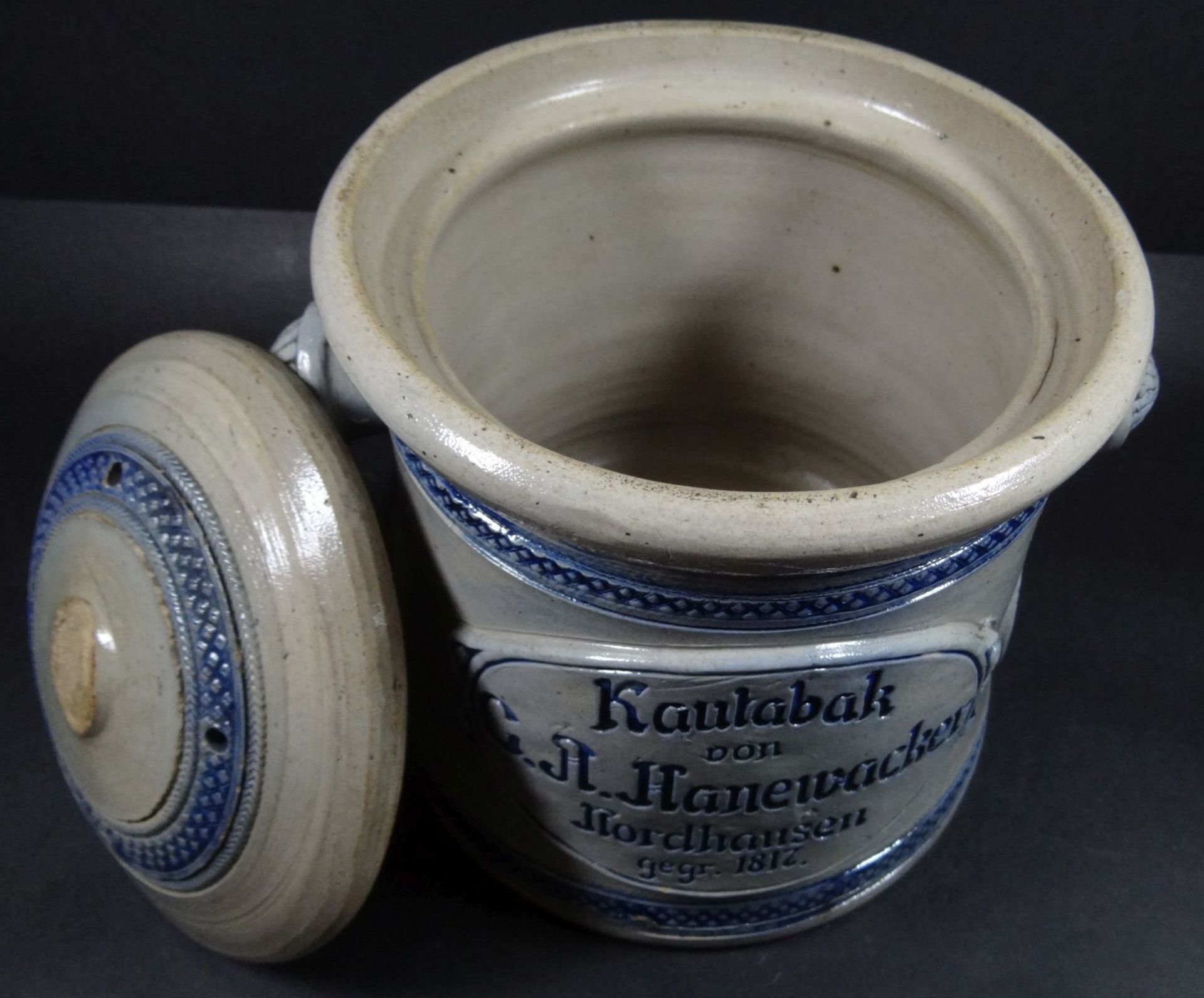 Kautabakstopf "Hanewacker-Nordhausen", Deckelknauf fehlt, H-20 cm, D-20 cm - Bild 5 aus 7