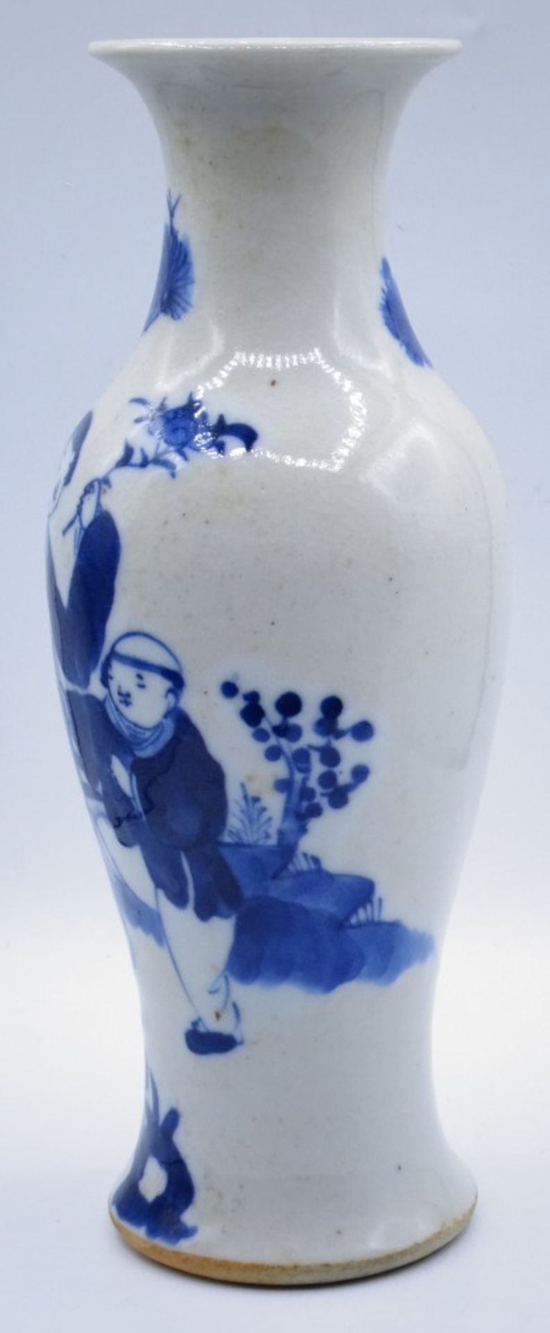 Vase China, 19.Jahrhundert?,blaumalerei,im Boden beschriftet,H-24,5cm - Bild 3 aus 5