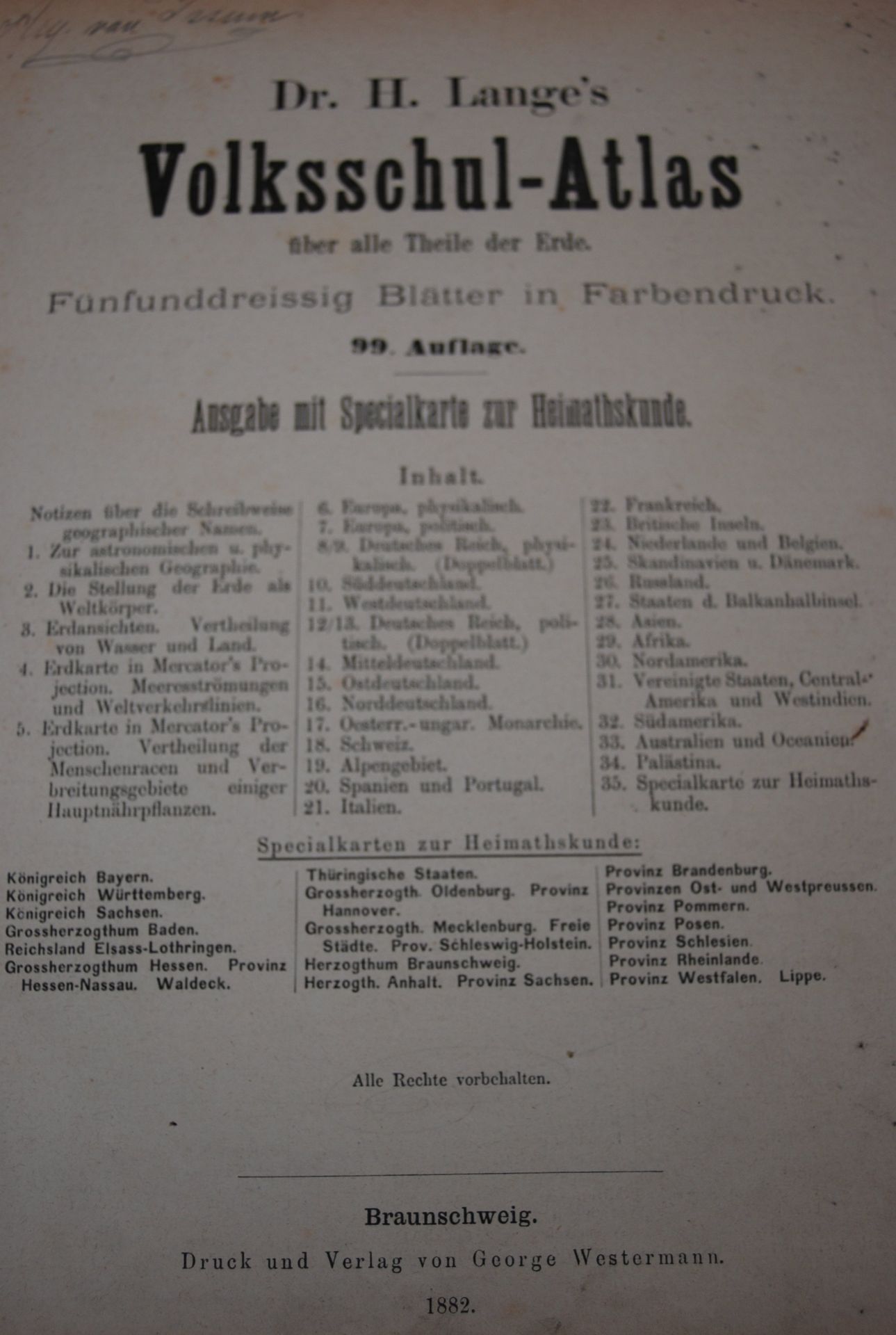Lange's Volksschulatlas 1882, und Kl. Geschichstatlas um 1940, beide mit Alters-u.
