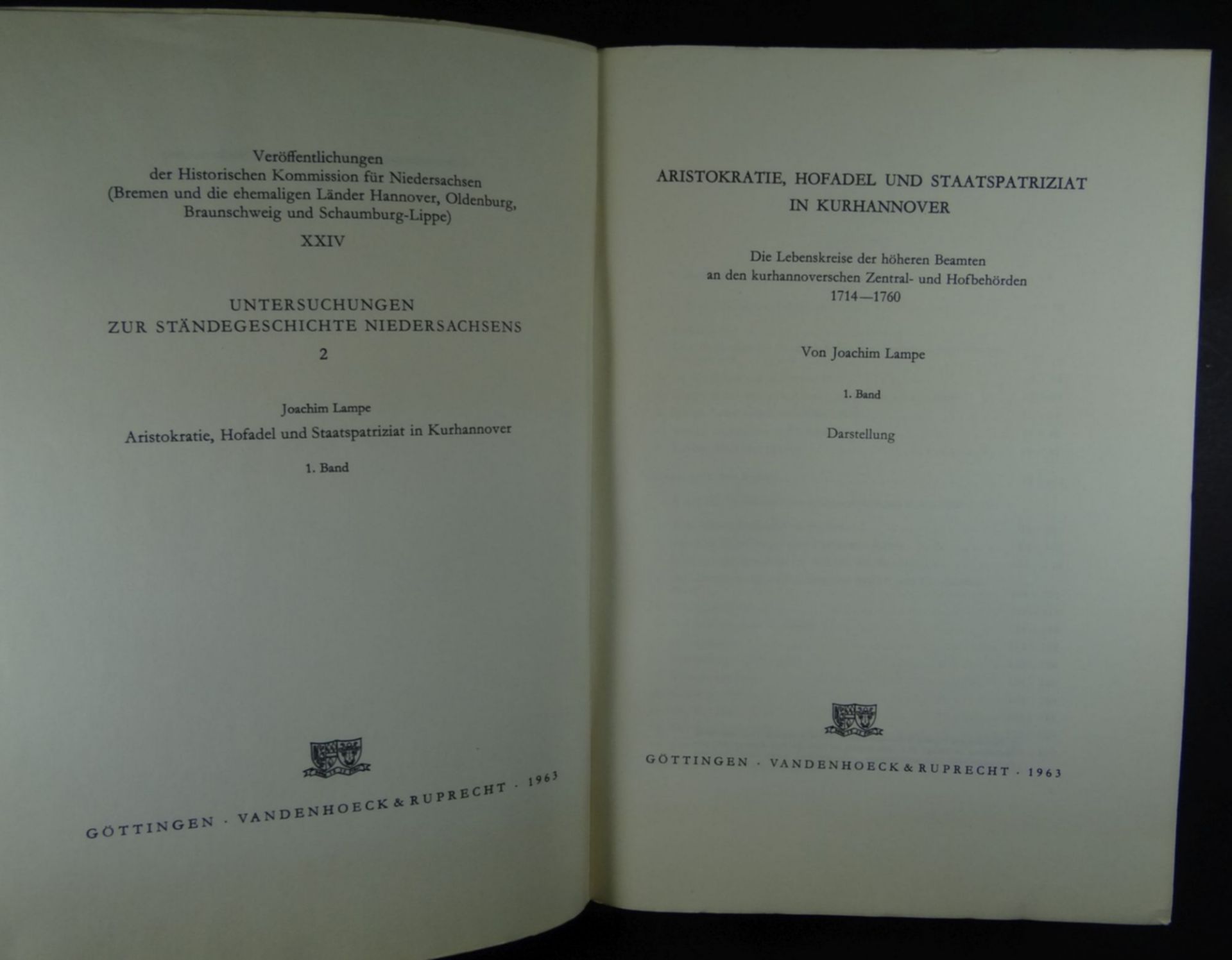 2 Bücher "Untersuchungen zur Ständegeschichte Niedersachsens" 1963, J. Lampe, Aristokratie, - Bild 2 aus 8