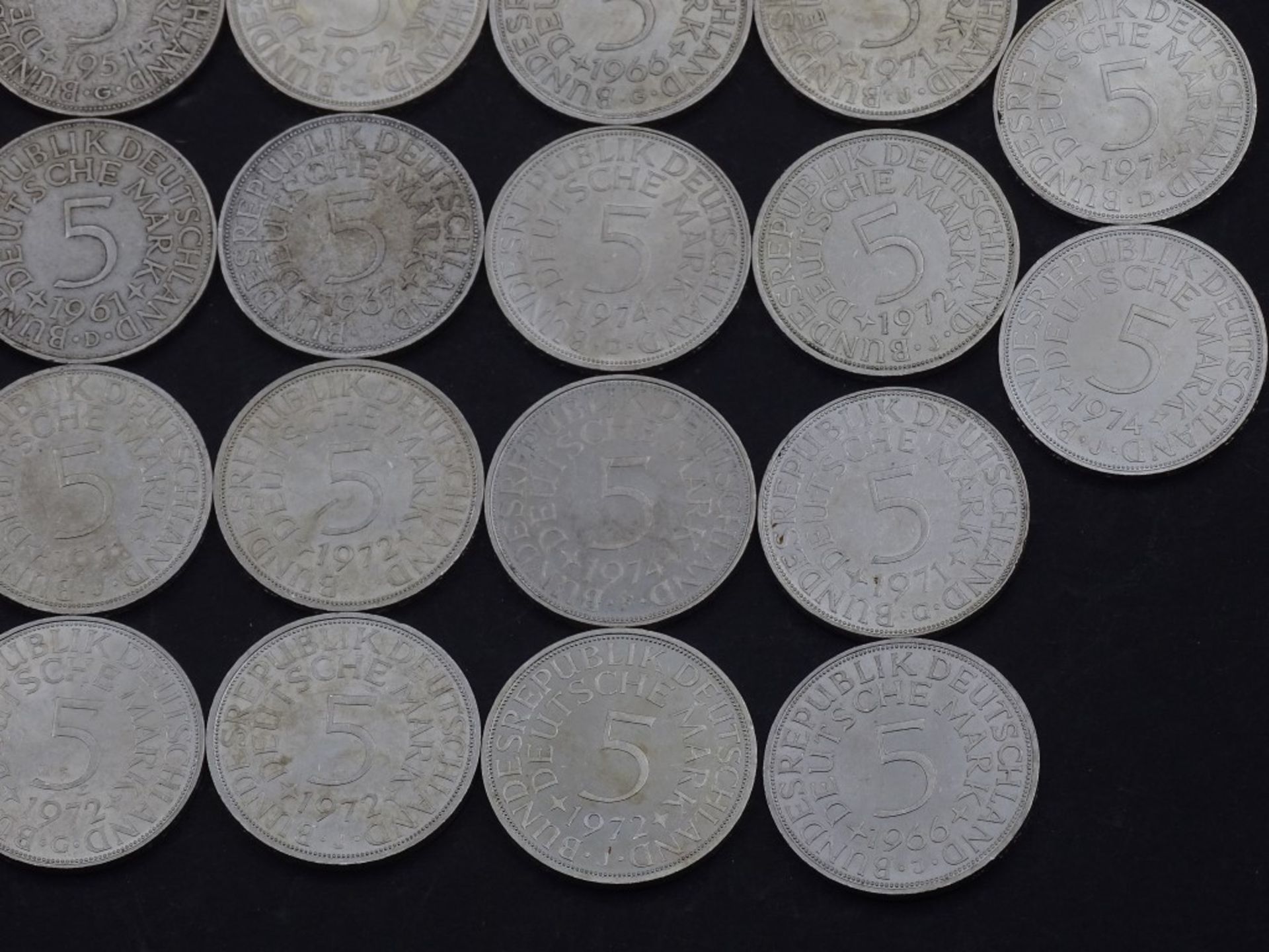 32x 5 DM Münzen,Silber,rück.Adler,ges. 160 Deutsche Ma - Bild 5 aus 6