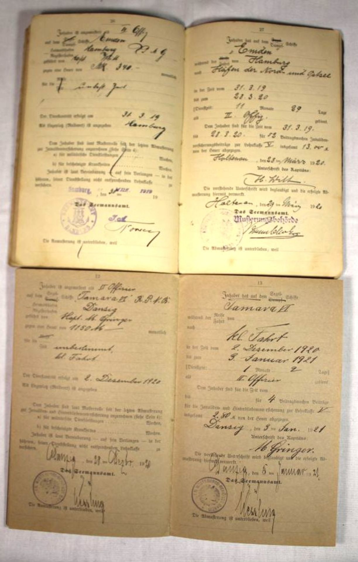 2x Seefahrtsbücher eines Cuxhavener Lotsen, 1906 u. 1920. - Bild 4 aus 5