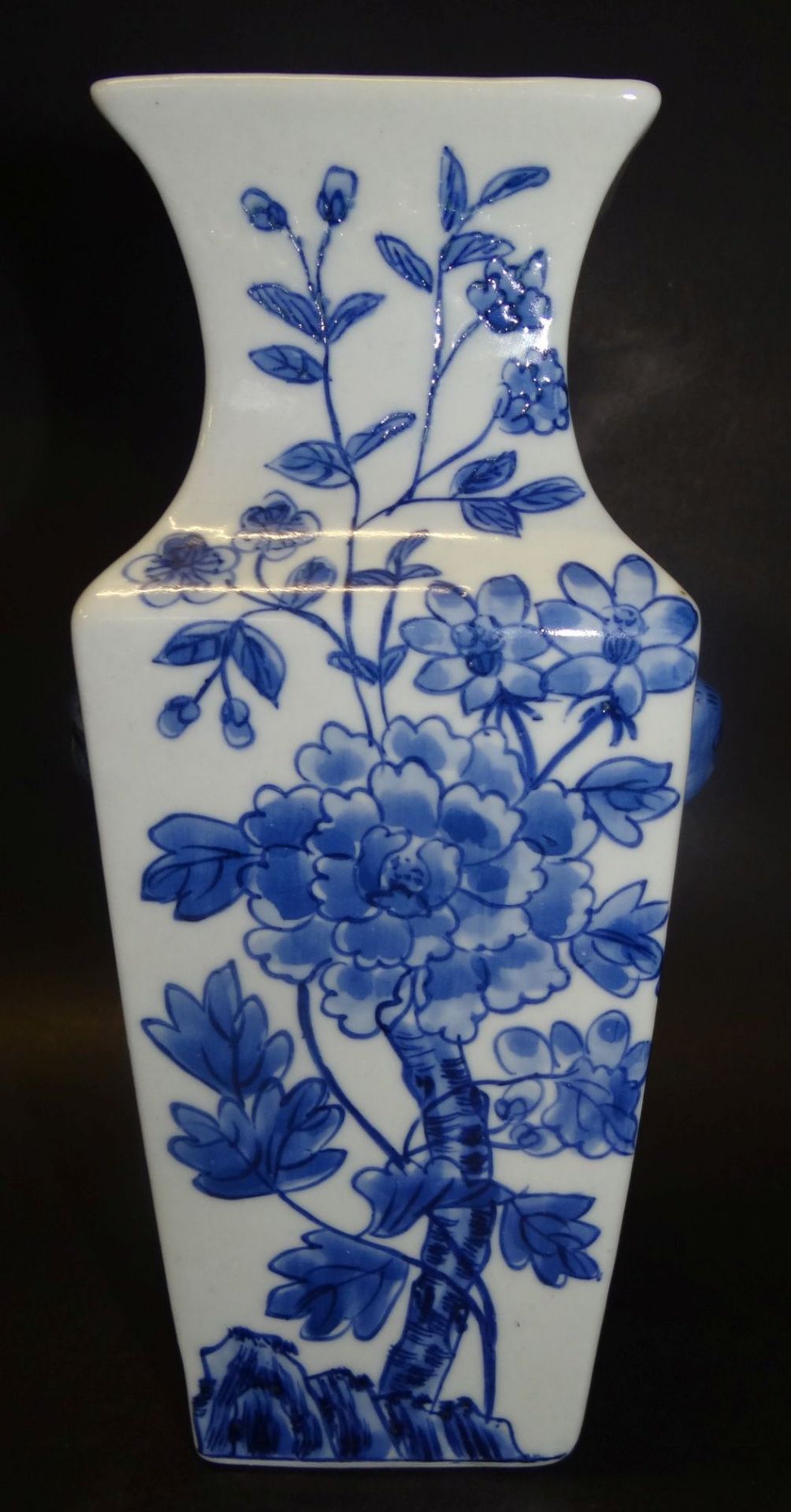 China-Vase mit Blaumalerei, in Boden gemarkt, H-22 cm