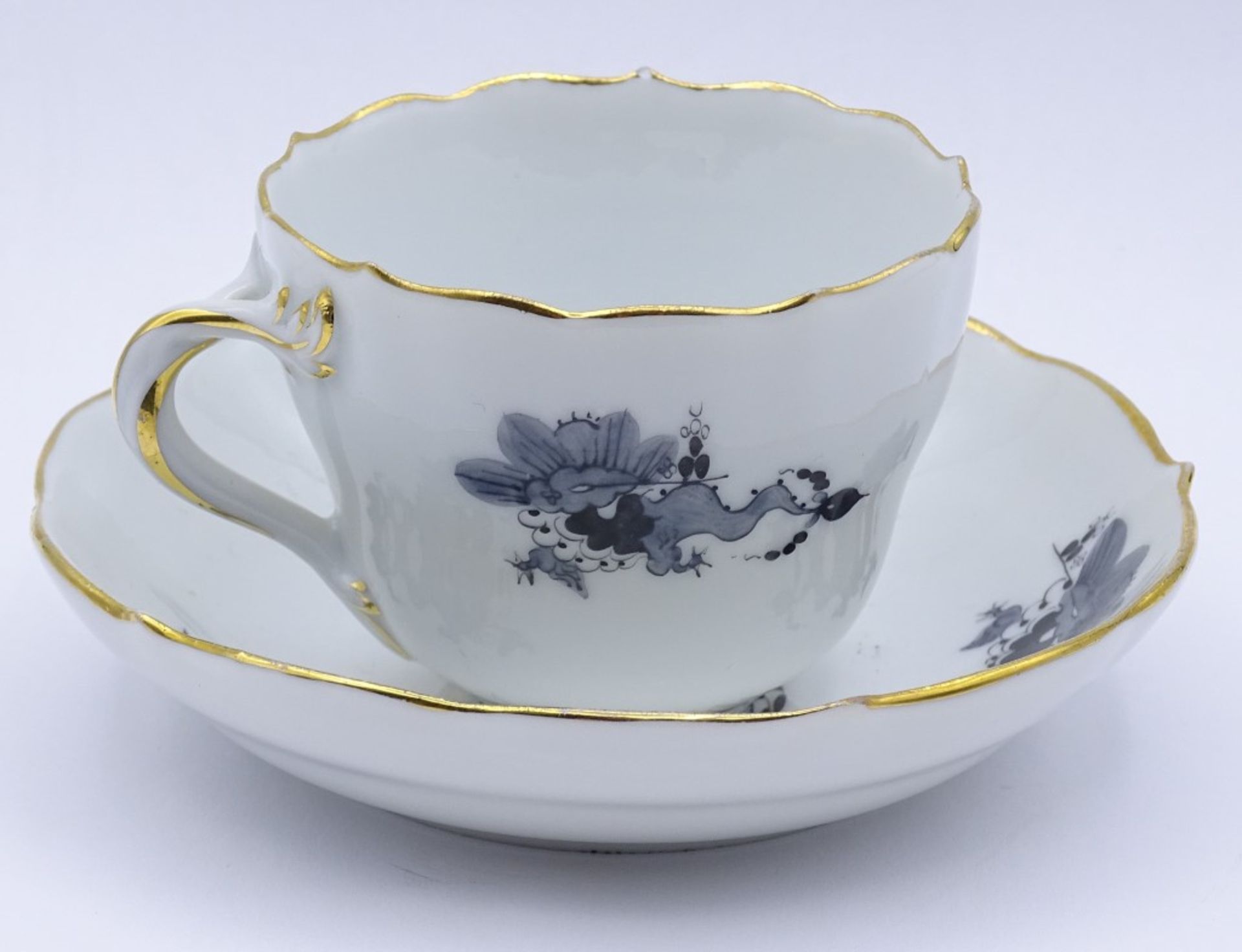 Mocca Tasse + U.T."Meissen" schwarzer reicher Hofdrache,Schwertermarke,Tasse durchschliffen,H-6, - Bild 3 aus 5