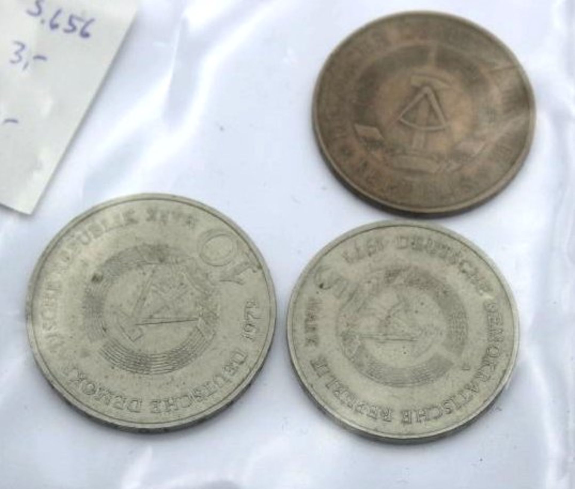 3x Münzen, DDR, 5 Mark 1969, 5 Mark 1971 und 10 Mark 1972. - Bild 2 aus 2