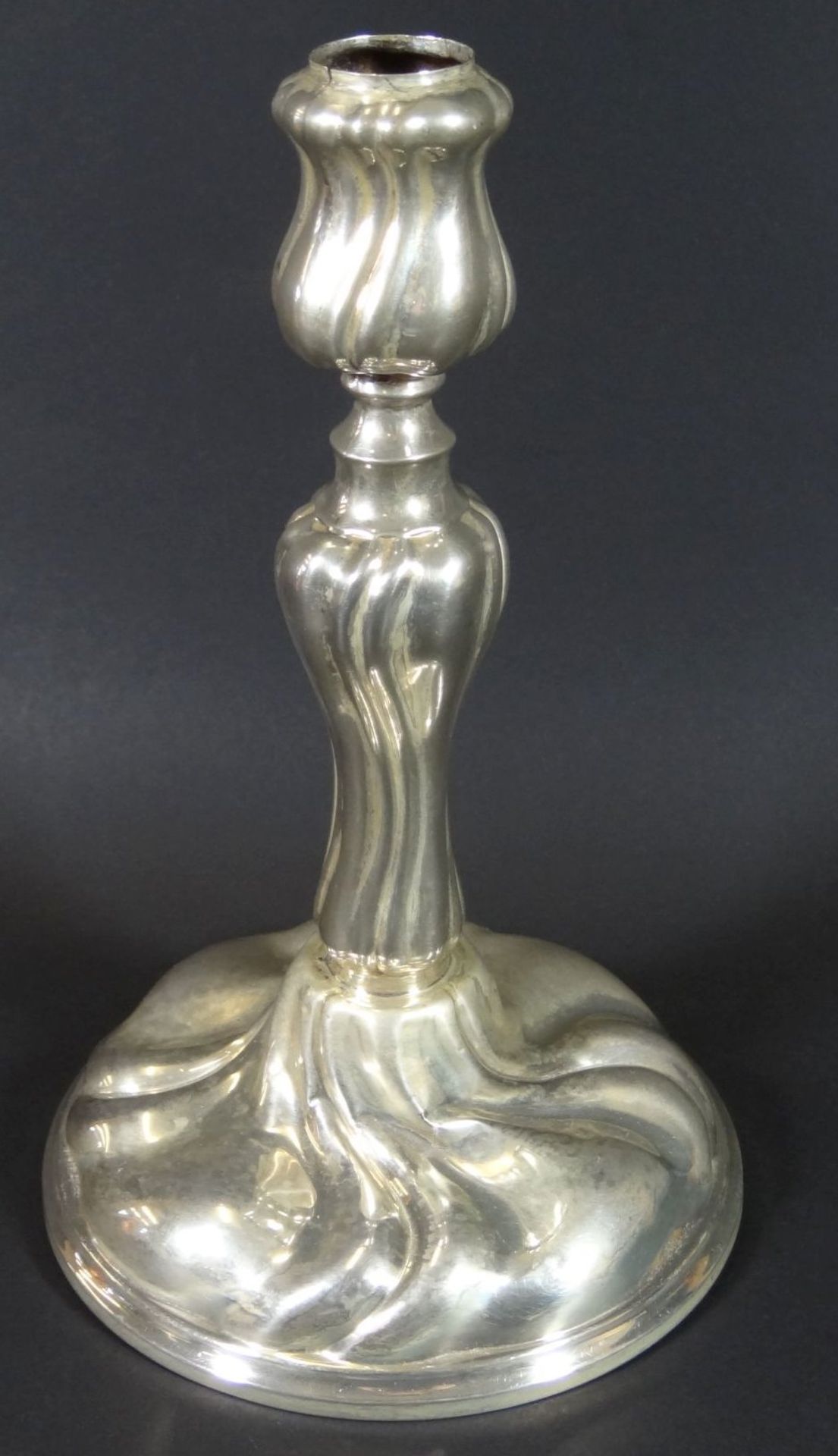 Silber-835- Kerzenständer, H-21 cm, D-13 cm, 206 gr, Tülle fehlt, Alters-u. Gebrauchsspur