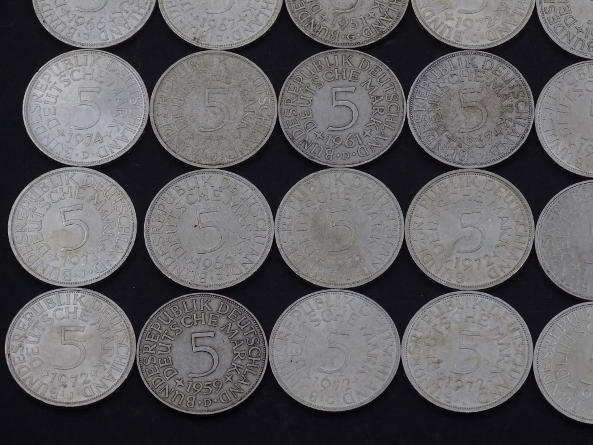 32x 5 DM Münzen,Silber,rück.Adler,ges. 160 Deutsche Ma - Bild 3 aus 6