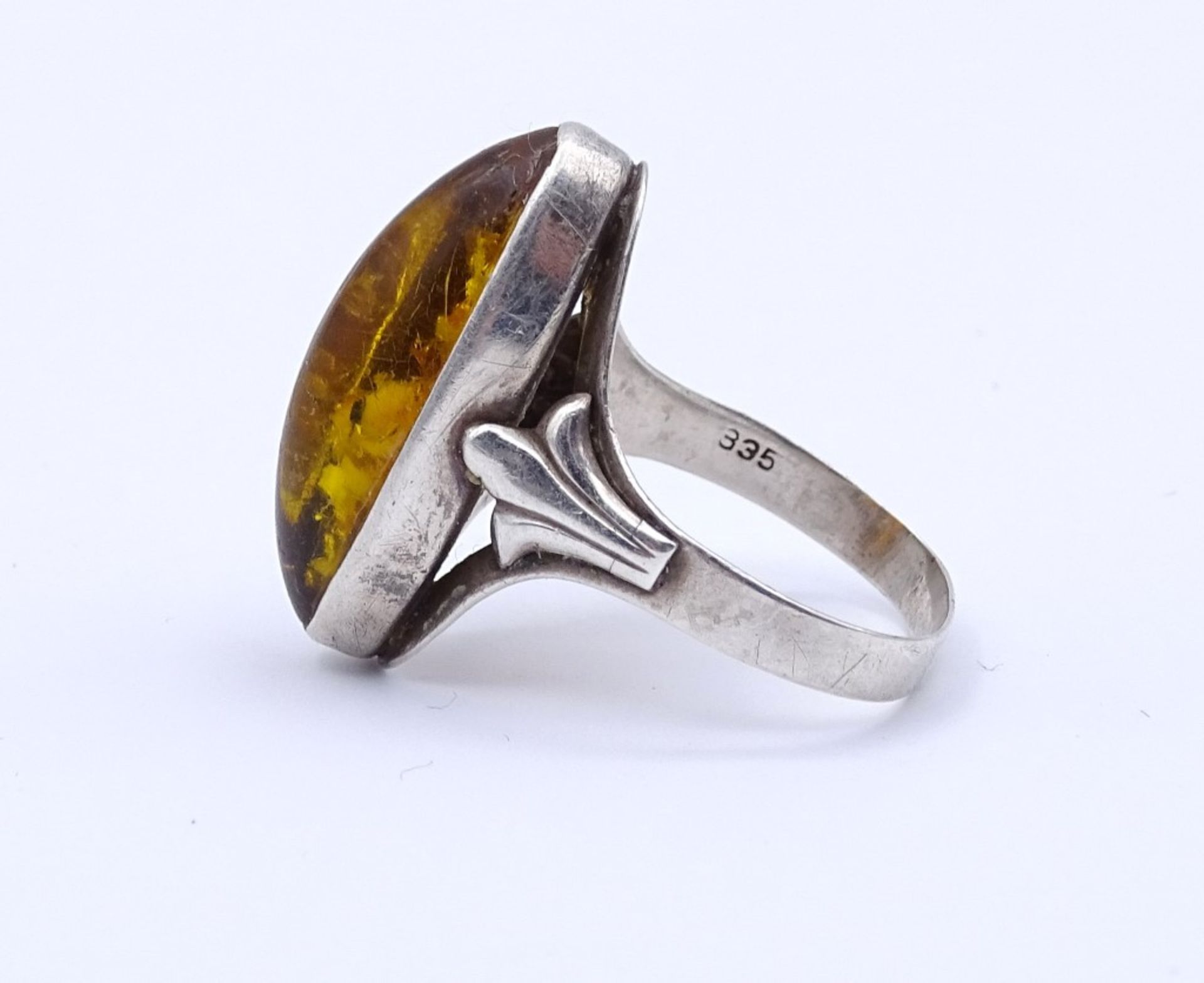 835er Silber Ring mit Bernstein Cabochon,4,3gr., RG 60 - Bild 3 aus 3