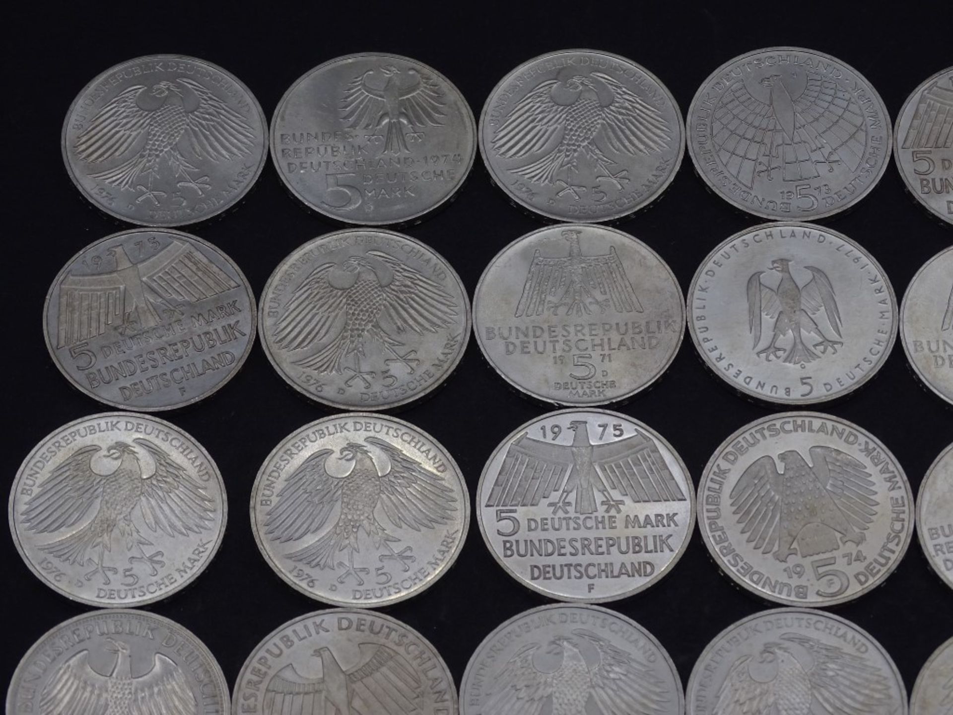 40x 5 DM Münzen,Silber,ges. 200 Deutsche Mar - Bild 2 aus 10