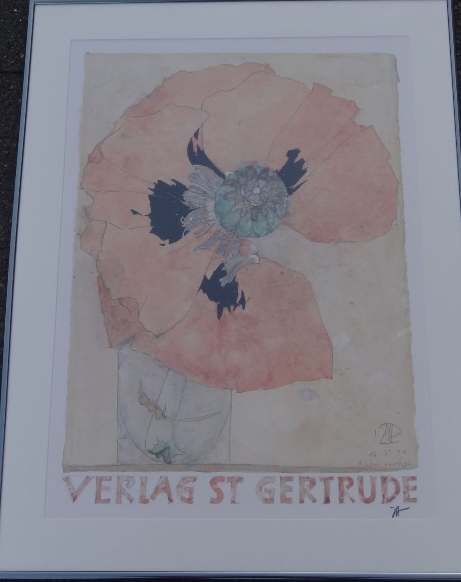 Horst JANSSEN (1929-1995) "Verlag St.Gertrud" 1990, Siebdruck, Monogrammiert, ger/Glas, RG 80x60 cm - Bild 2 aus 4