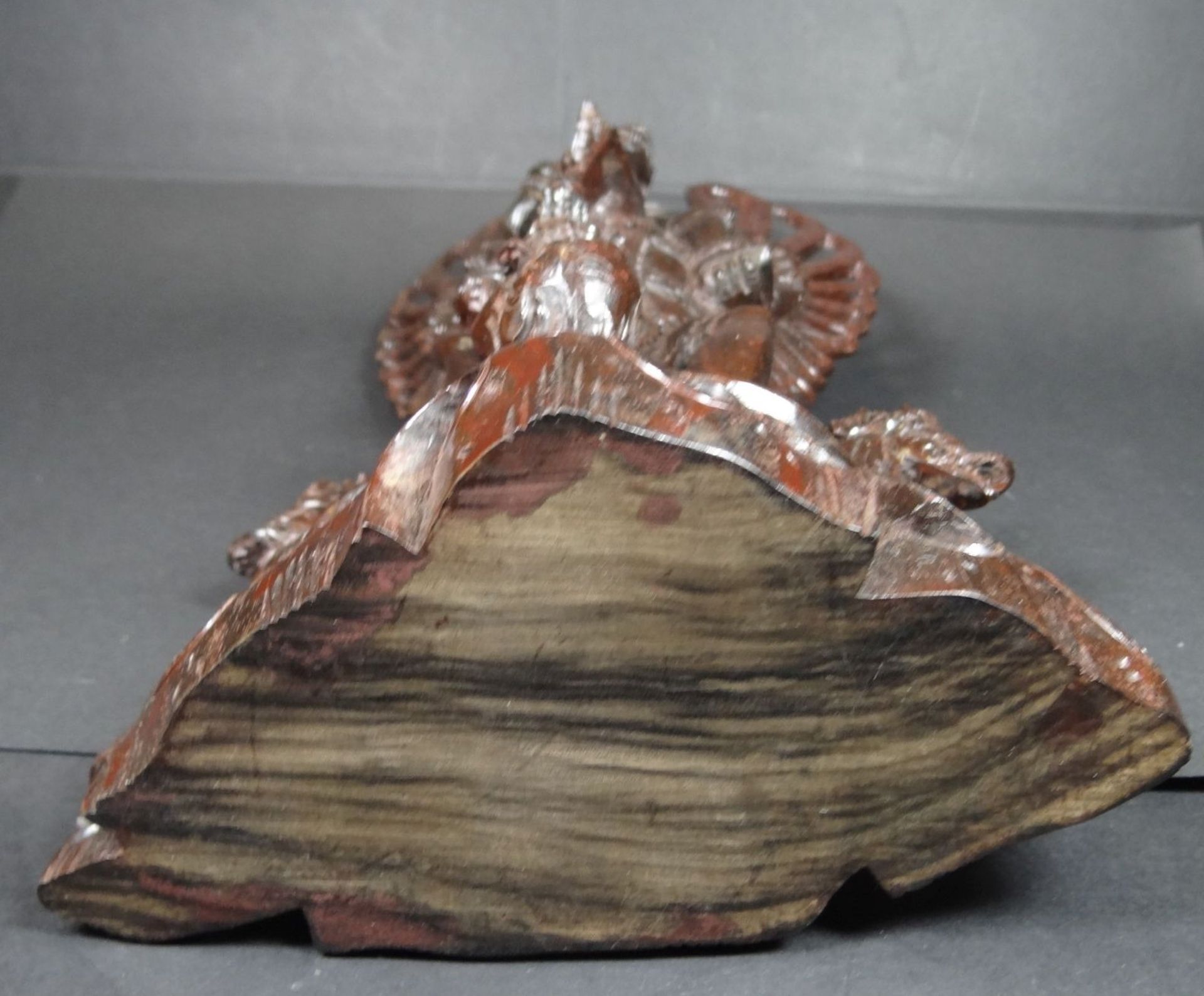 Holzschnitzerei, indon. Gottheit "Garuda" mit Drachenköpfen, H-32 cm, B-16 cm, ält - Bild 7 aus 7