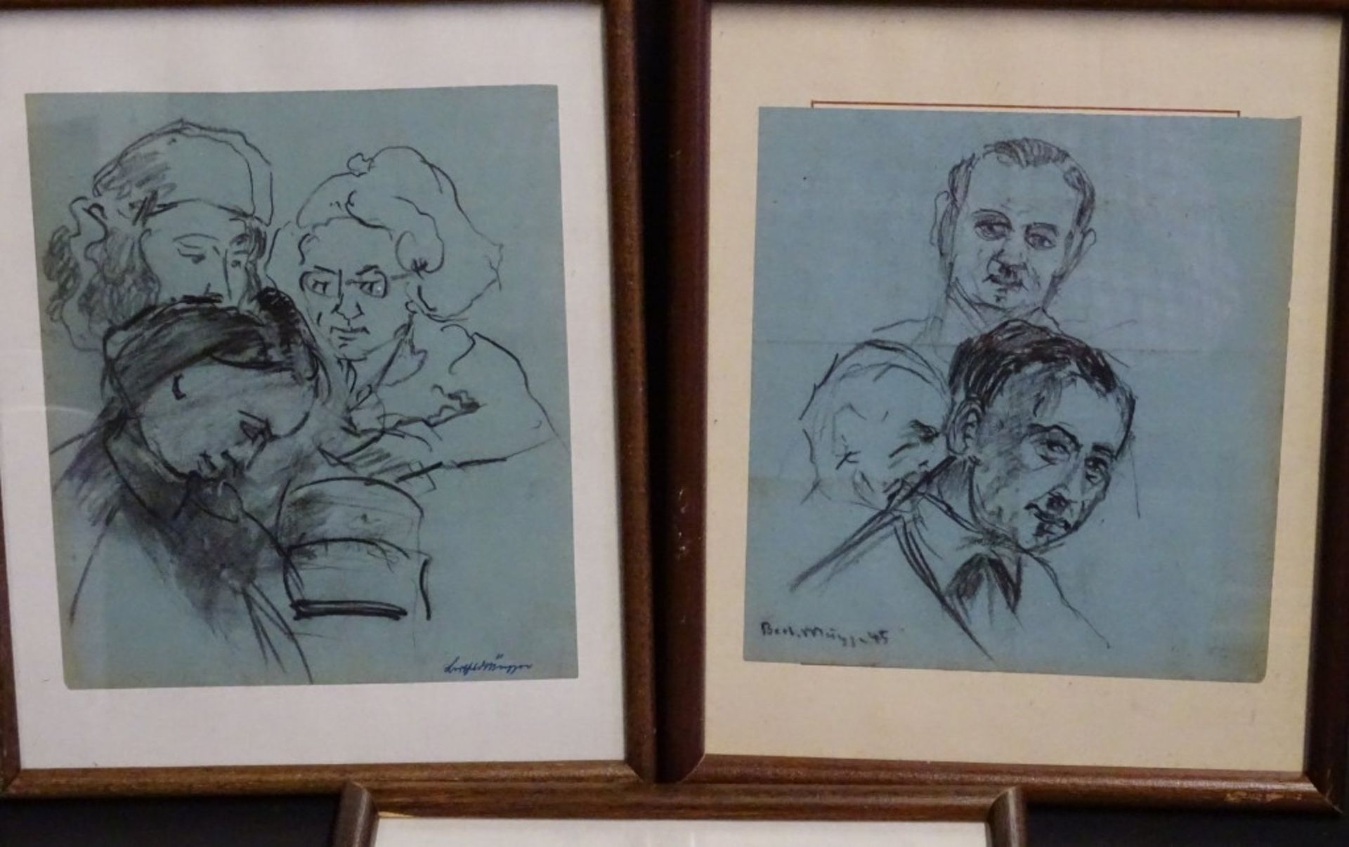 Berthold MÜGGE (1896-1970) 3x Portraits Bleistiftzeichnungen,ger/Glas,RG 26,5x21,5c - Bild 2 aus 3