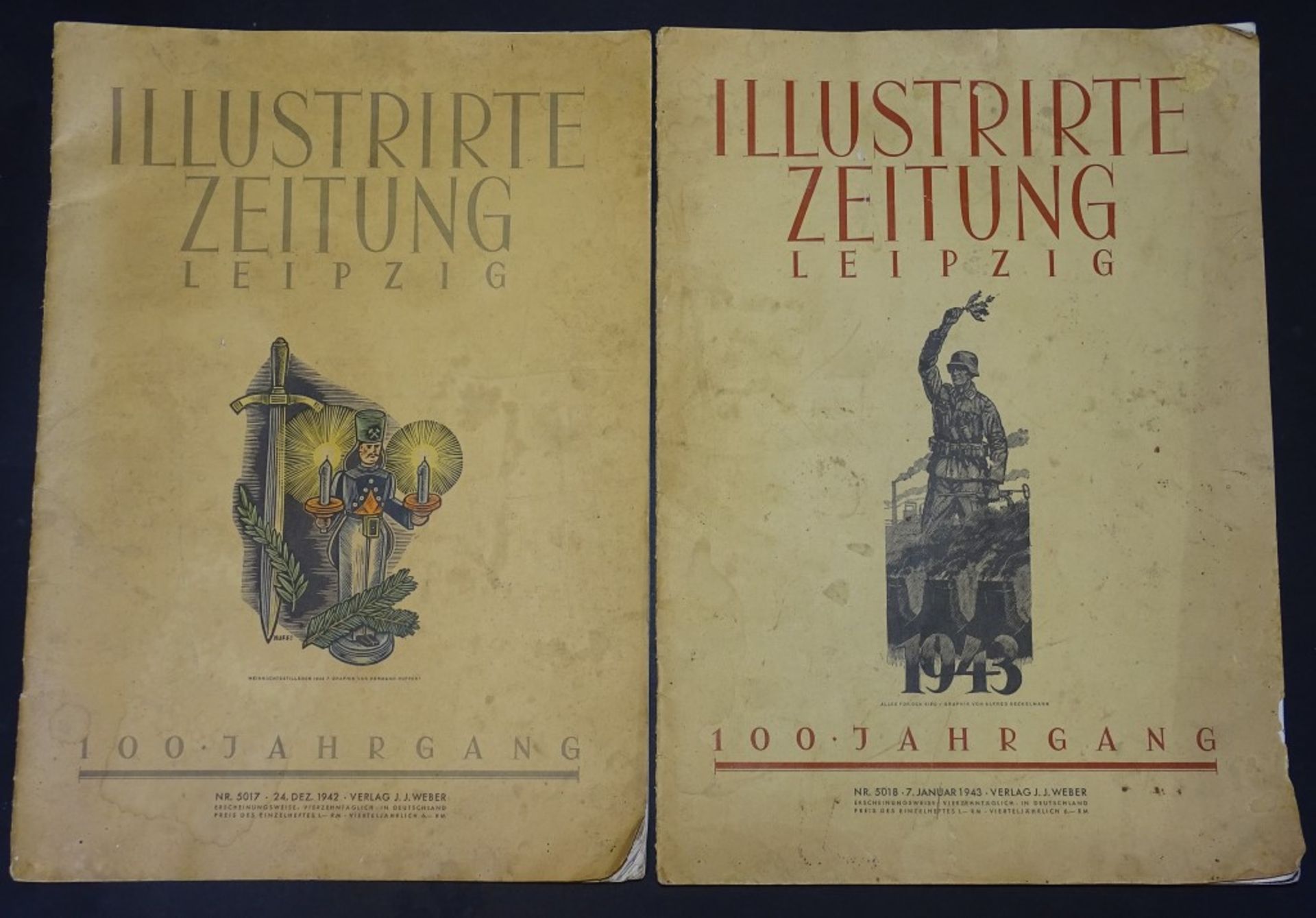 Zwei Illustrirte Zeitungen - Leipzig, 1942 / 1943-100.Jahrgang,Nr. 5017 u. 5018, je 38x27,5cm