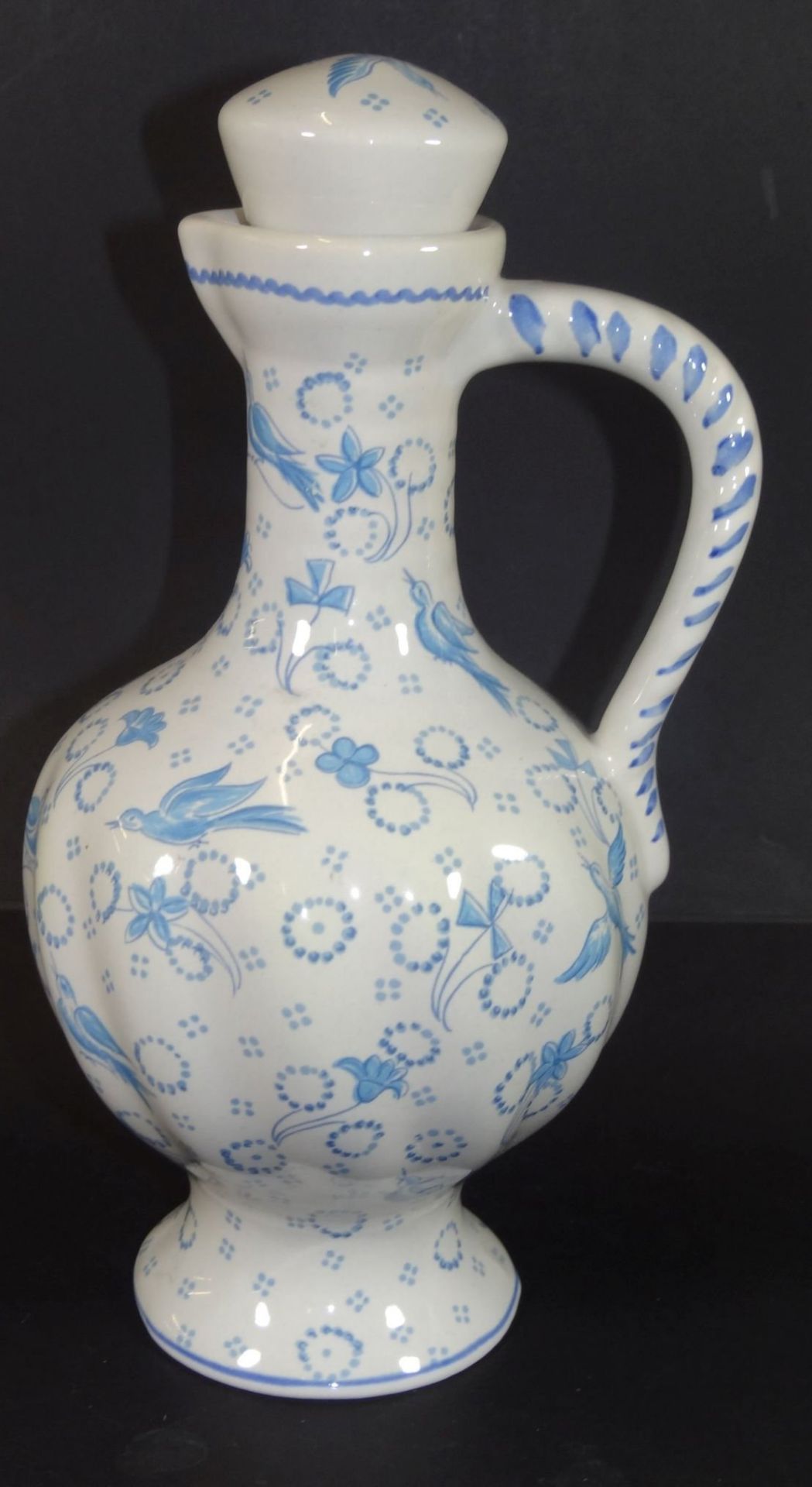 gr. Krug "Ulmer Keramik" Blaues Dekor, H-26 cm