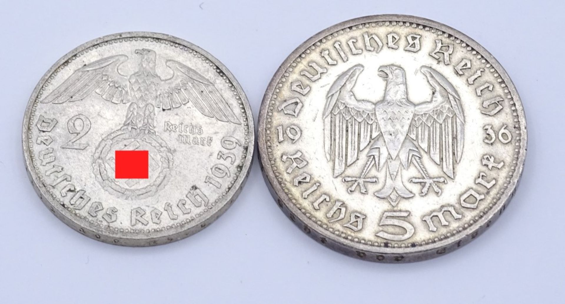 5 u. 2 Reichsmark,Deutsches Reich,1936/1939,Silber