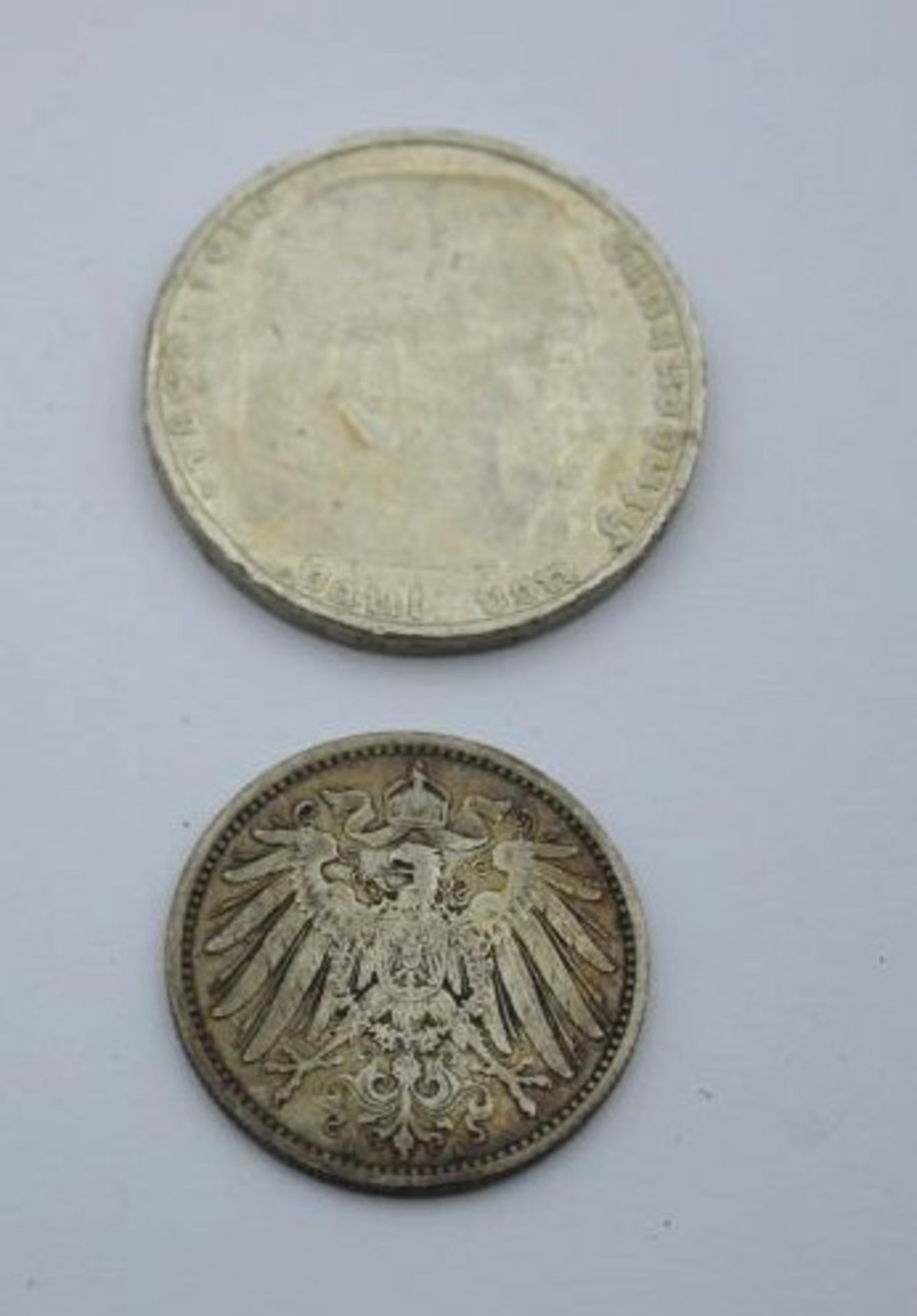 5 Mark Deutsches Reich 1935 Hindenburg sowie 1 Mark 1905.