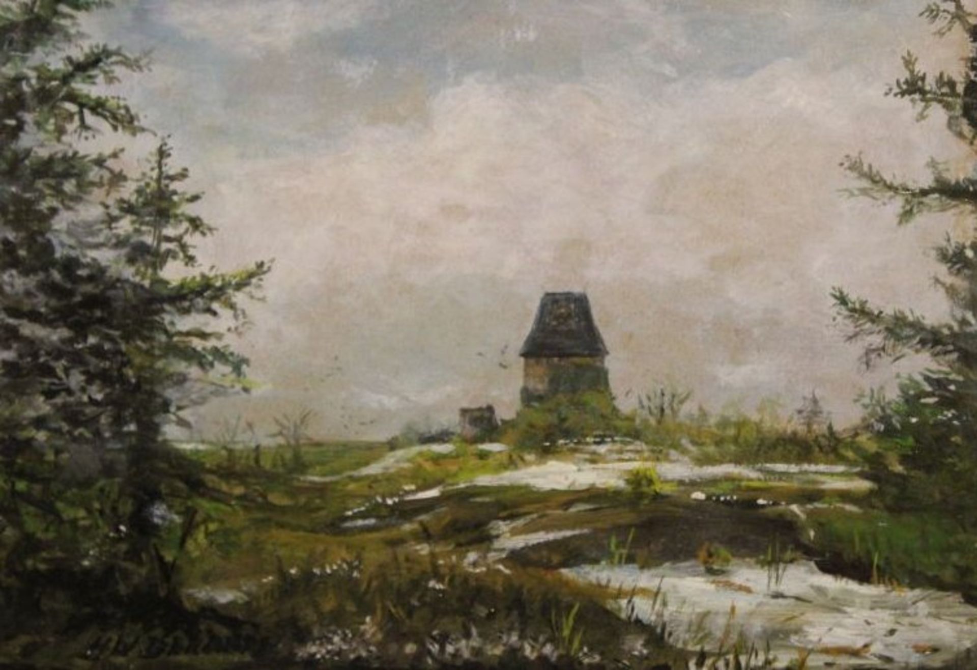 Hans Willy BERNARTZ (1912-1989), Landschaft mit Gebäuden, Öl/Pappe, gerahmt, RG 22 x 29,5cm