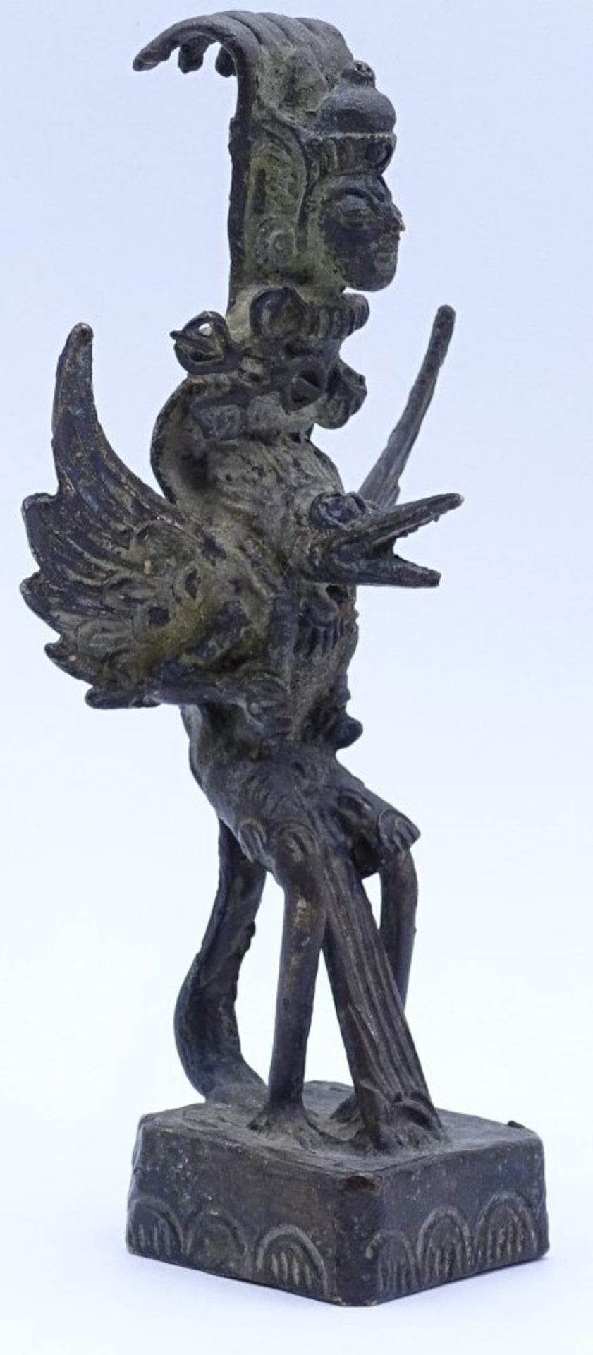 Hindu-Gottheit, Vishnu, Bronze, Alters-u. Gebrauchsspuren, H-13 cm - Bild 2 aus 4