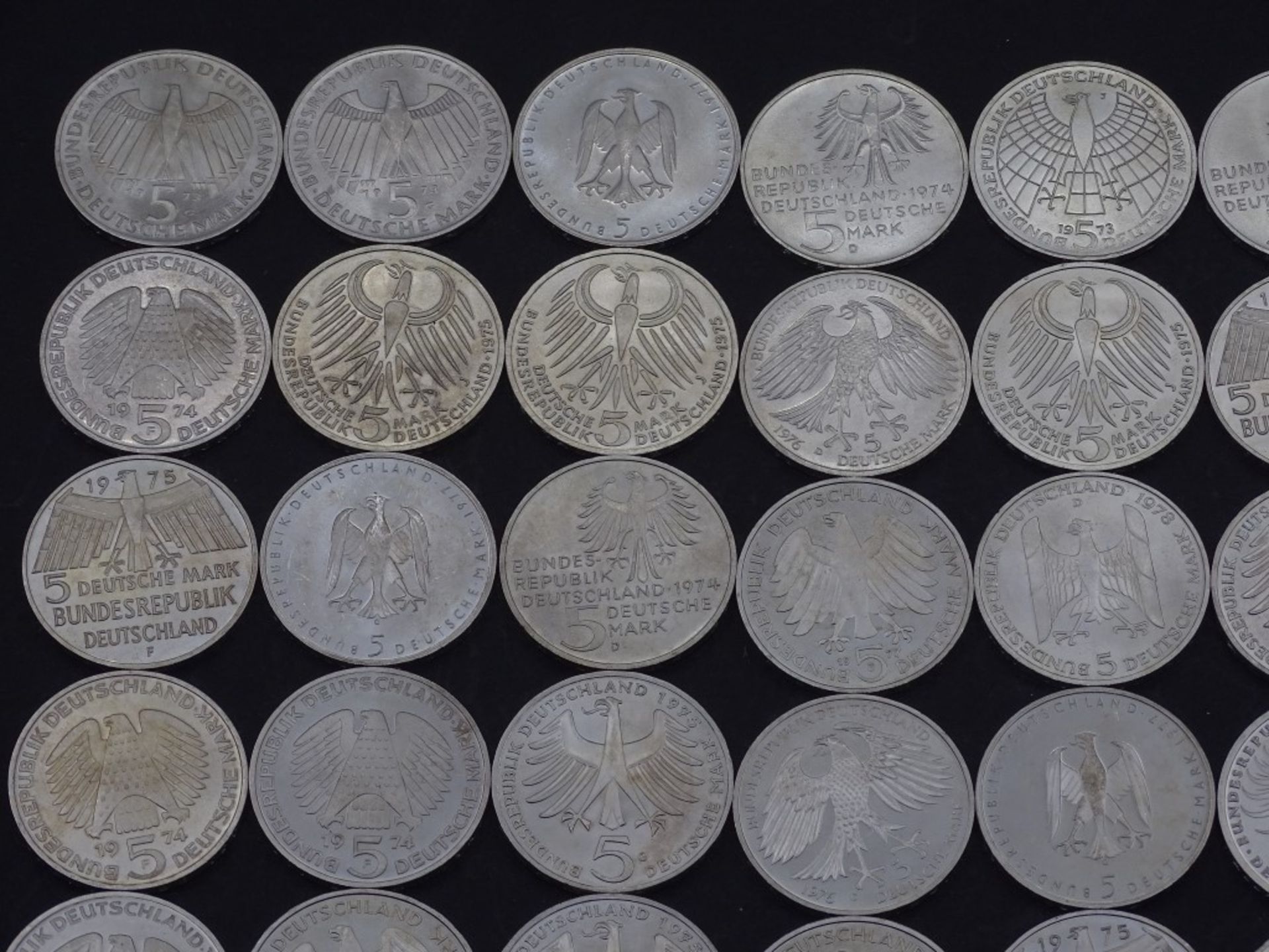 40x 5 DM Münzen,Silber,ges. 200 Deutsche Mar - Bild 2 aus 10