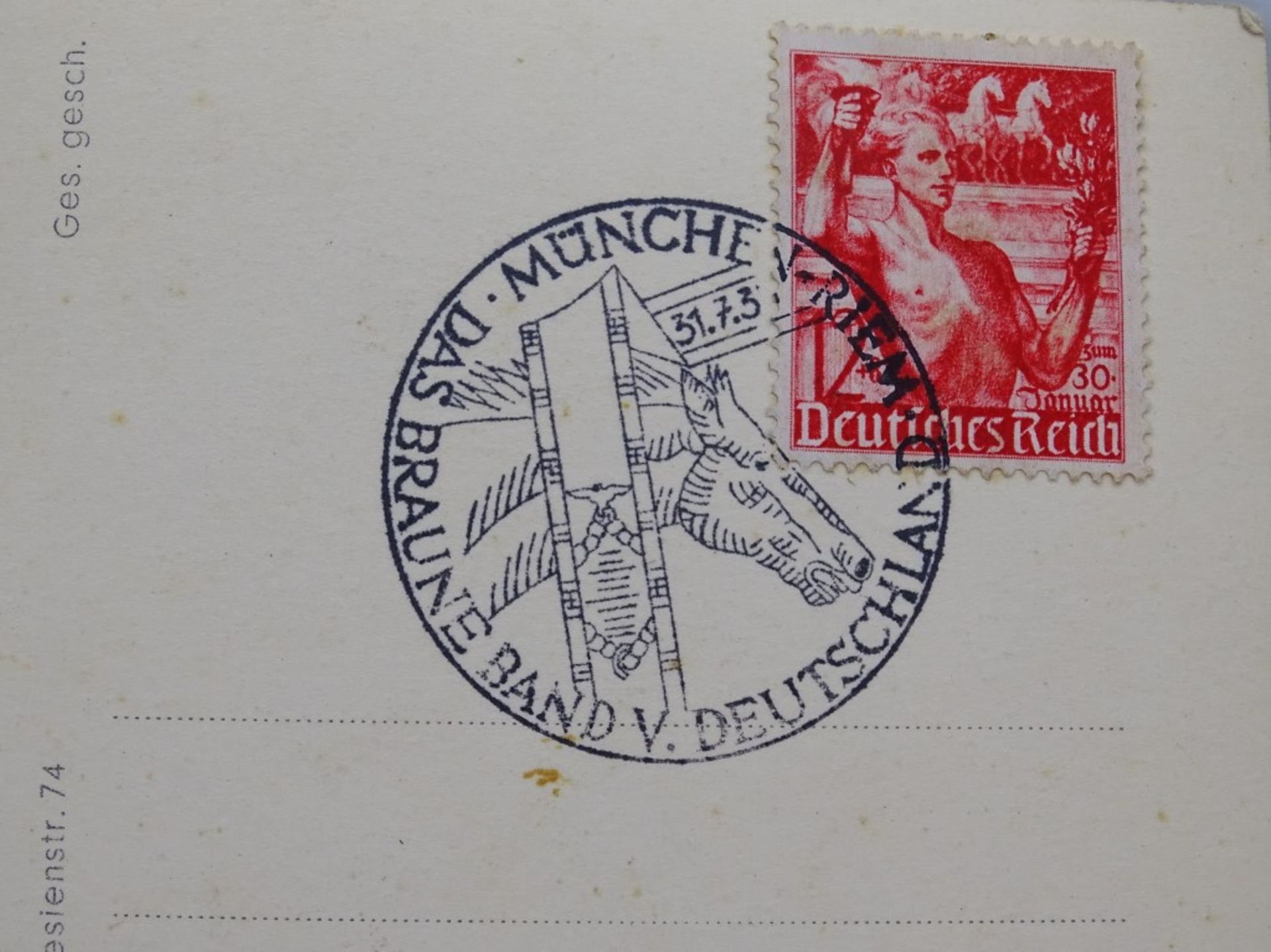 Postkarte "Der Befreier Deutschlands" ,ungelaufen,Stempelung Das braune Band v. Deutschland- - Bild 4 aus 4