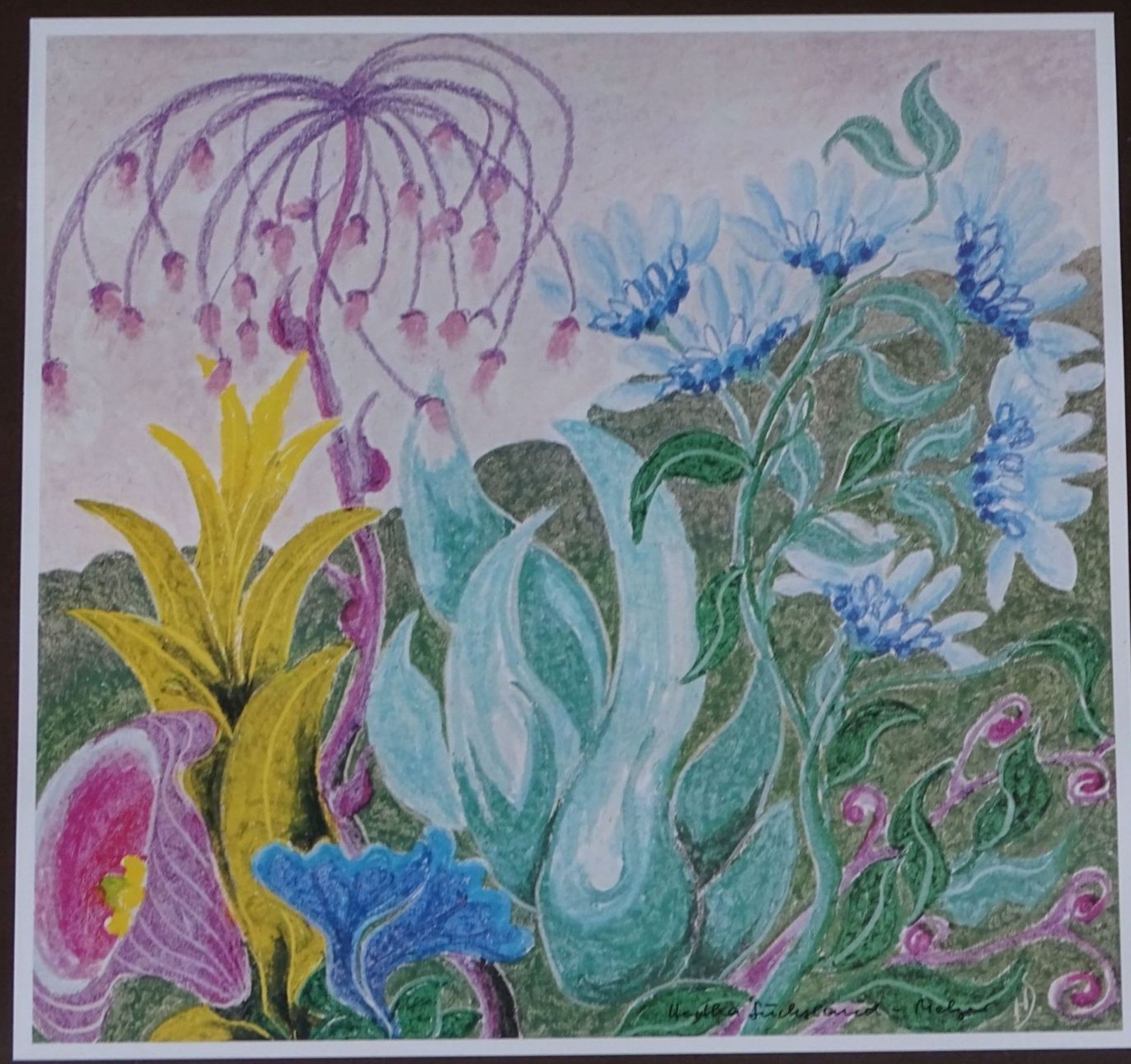 Hertha Sachsland "Naive Traumbilder", Kunstdruck, ger/Glas, RG 51x44 cm