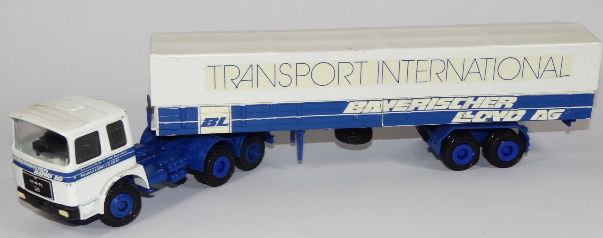 LKW mit Anhänger 1:50, ohne Hersteller, Metall/Kunststoff, L-33 c - Bild 3 aus 5