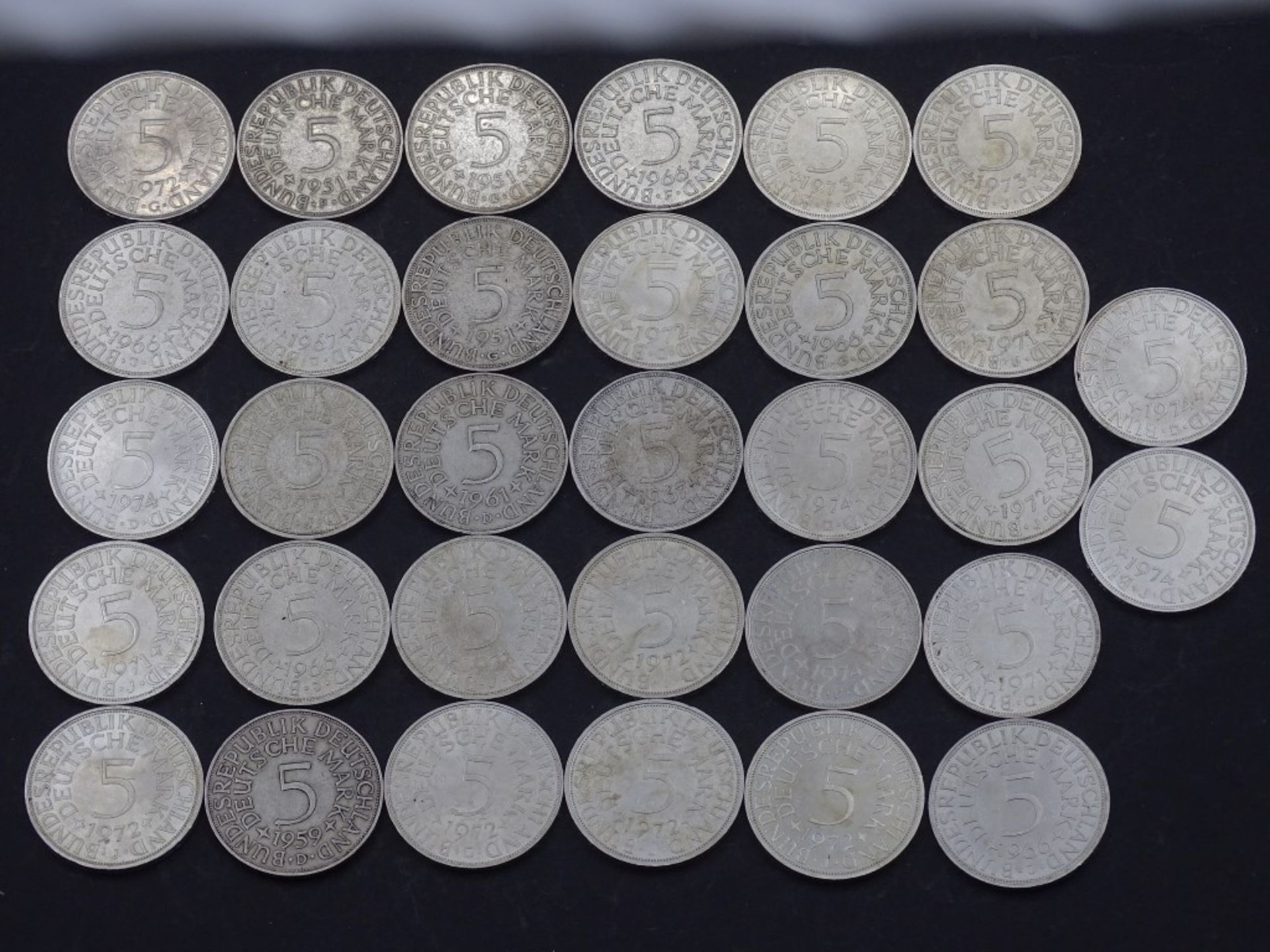 32x 5 DM Münzen,Silber,rück.Adler,ges. 160 Deutsche Ma