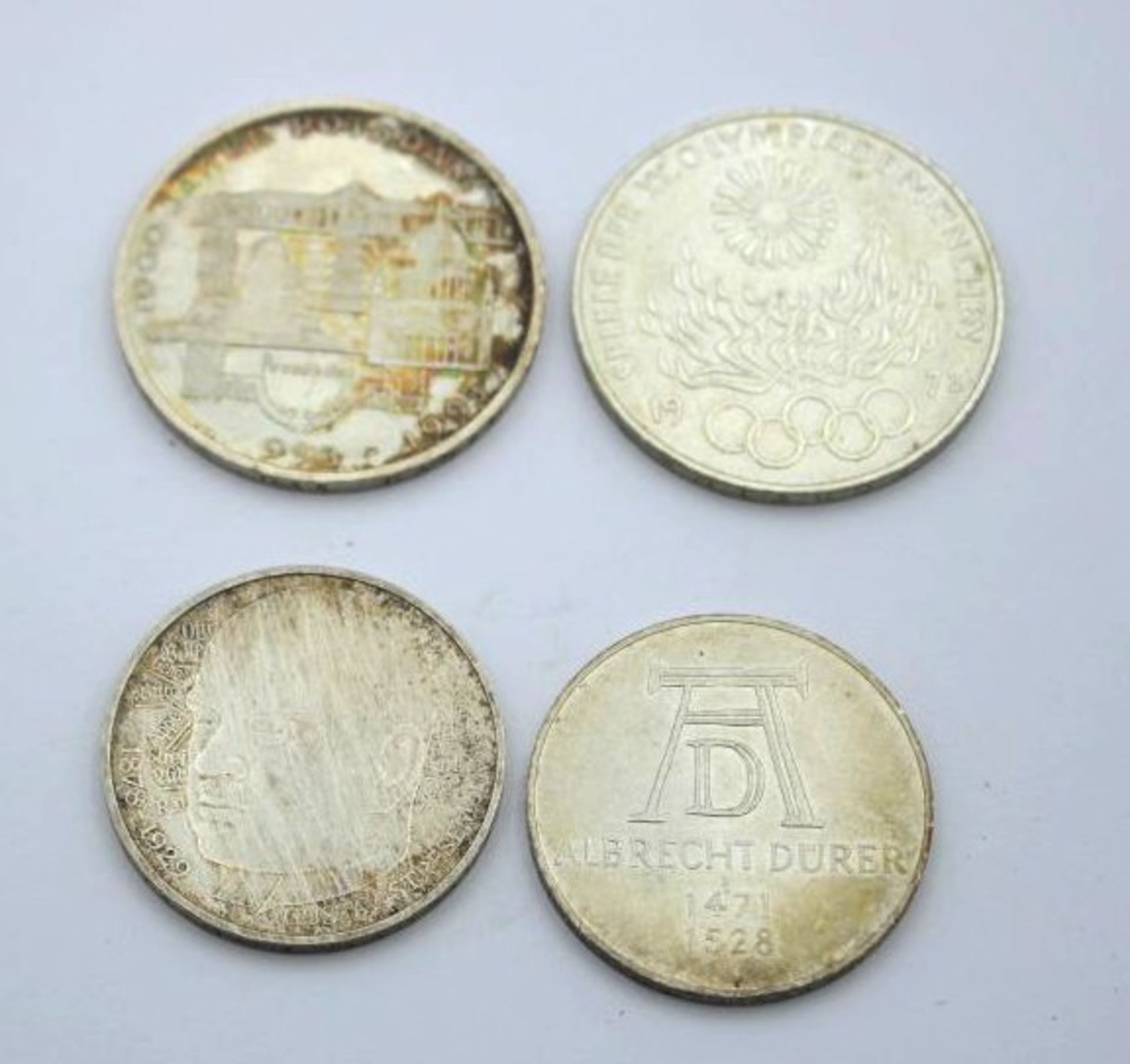 2x 10 DM Münzen 1972 D u. 1993 F sowie 2x 5 DM 1971 D u. 1978 D. - Bild 2 aus 2