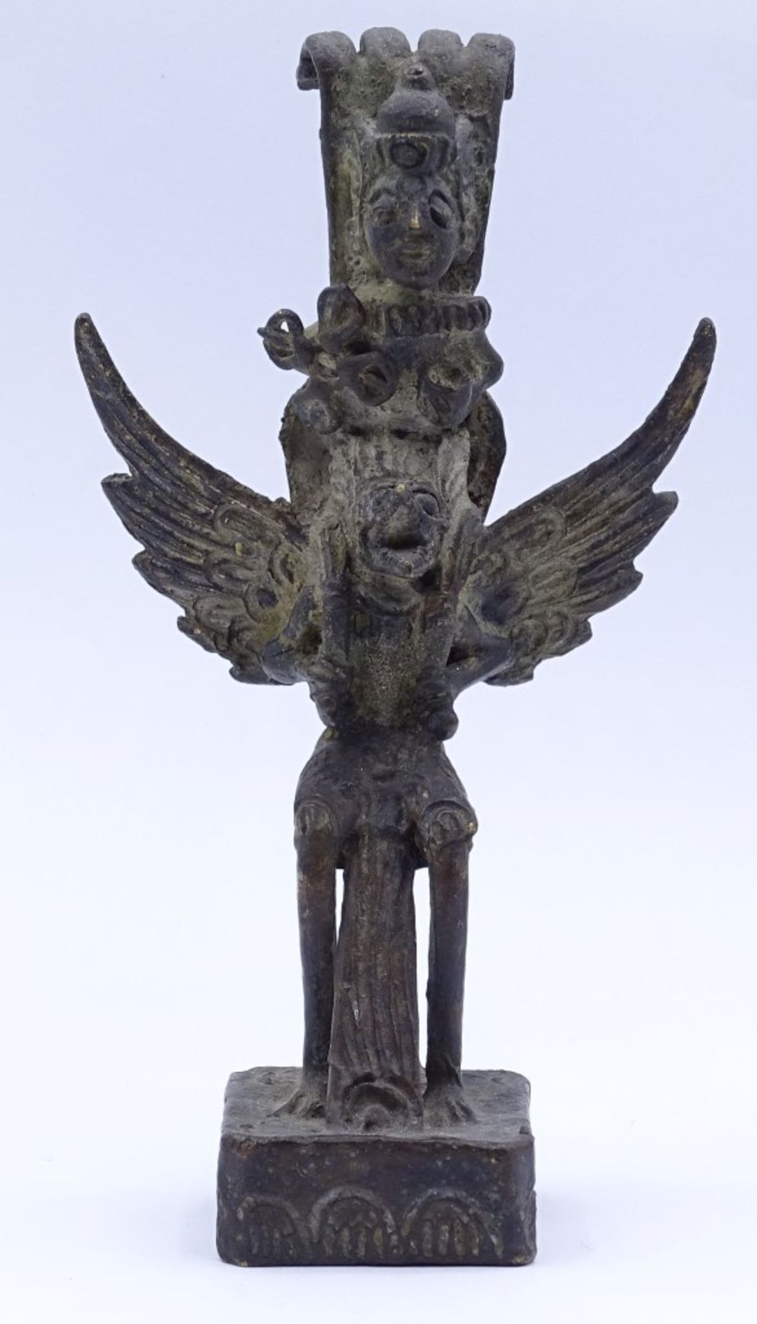 Hindu-Gottheit, Vishnu, Bronze, Alters-u. Gebrauchsspuren, H-13 cm
